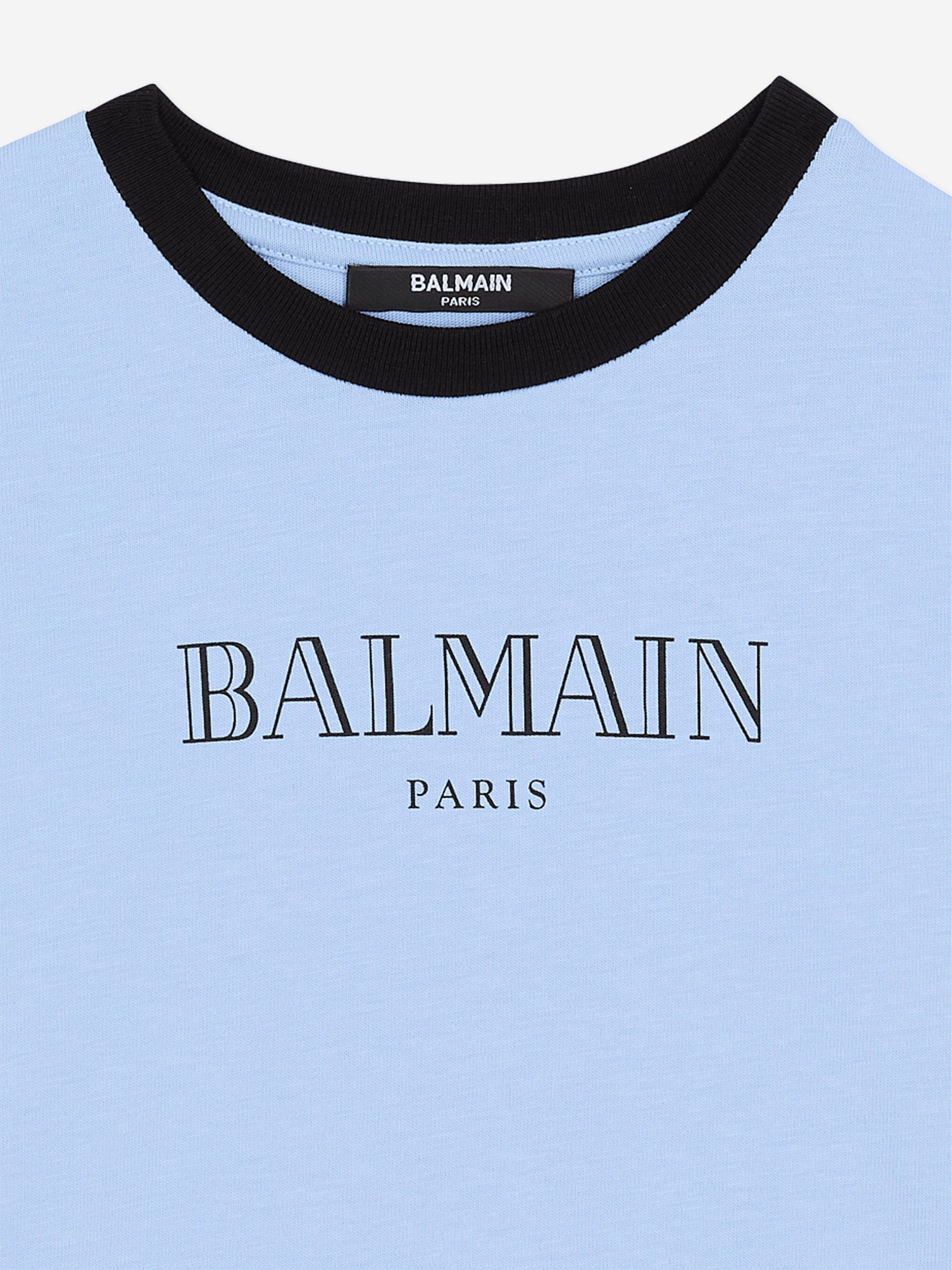 Balmain Boys Logo T-Shirt in Blue