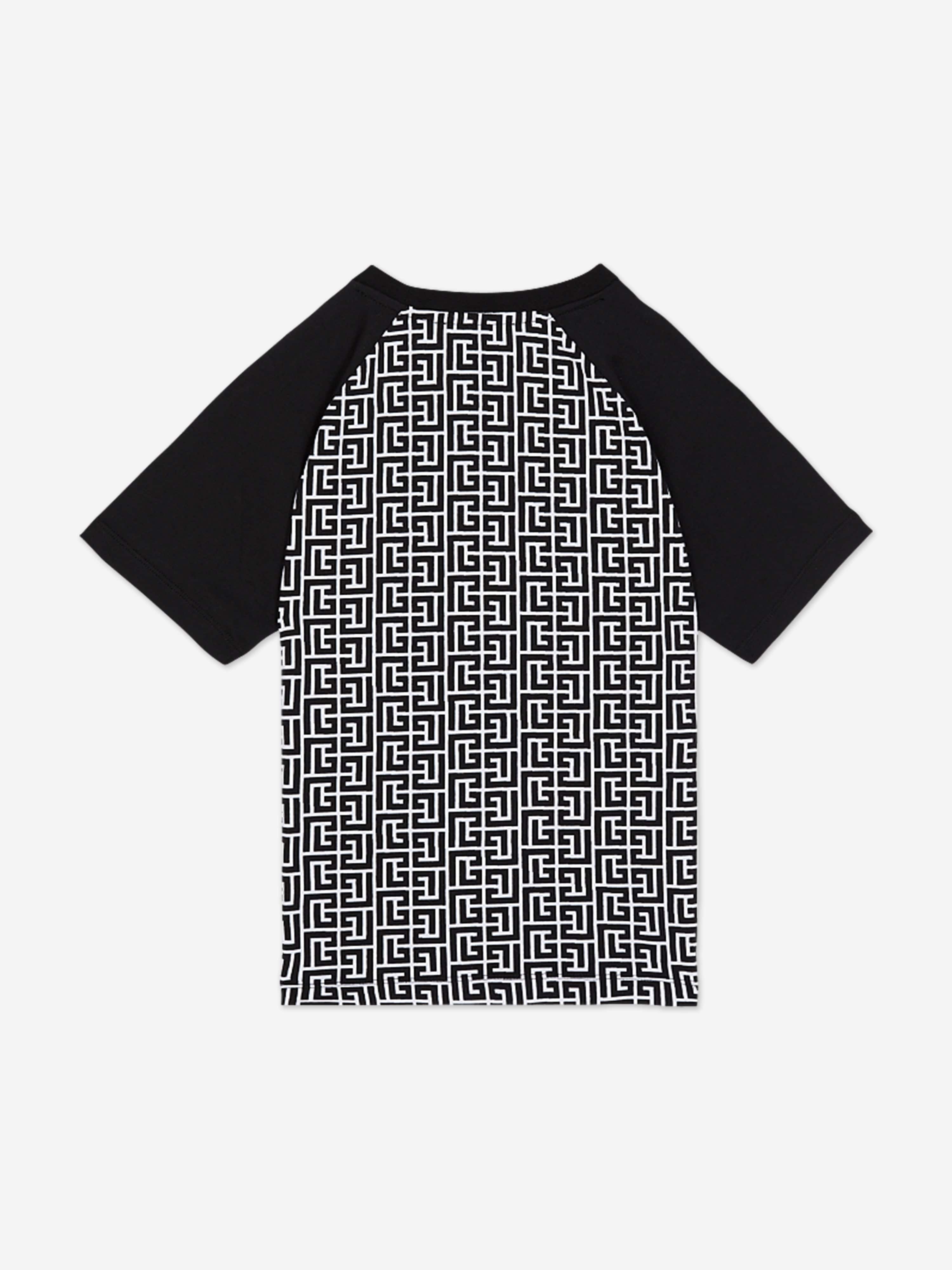 Balmain Boys Monogram Logo T-Shirt in Black