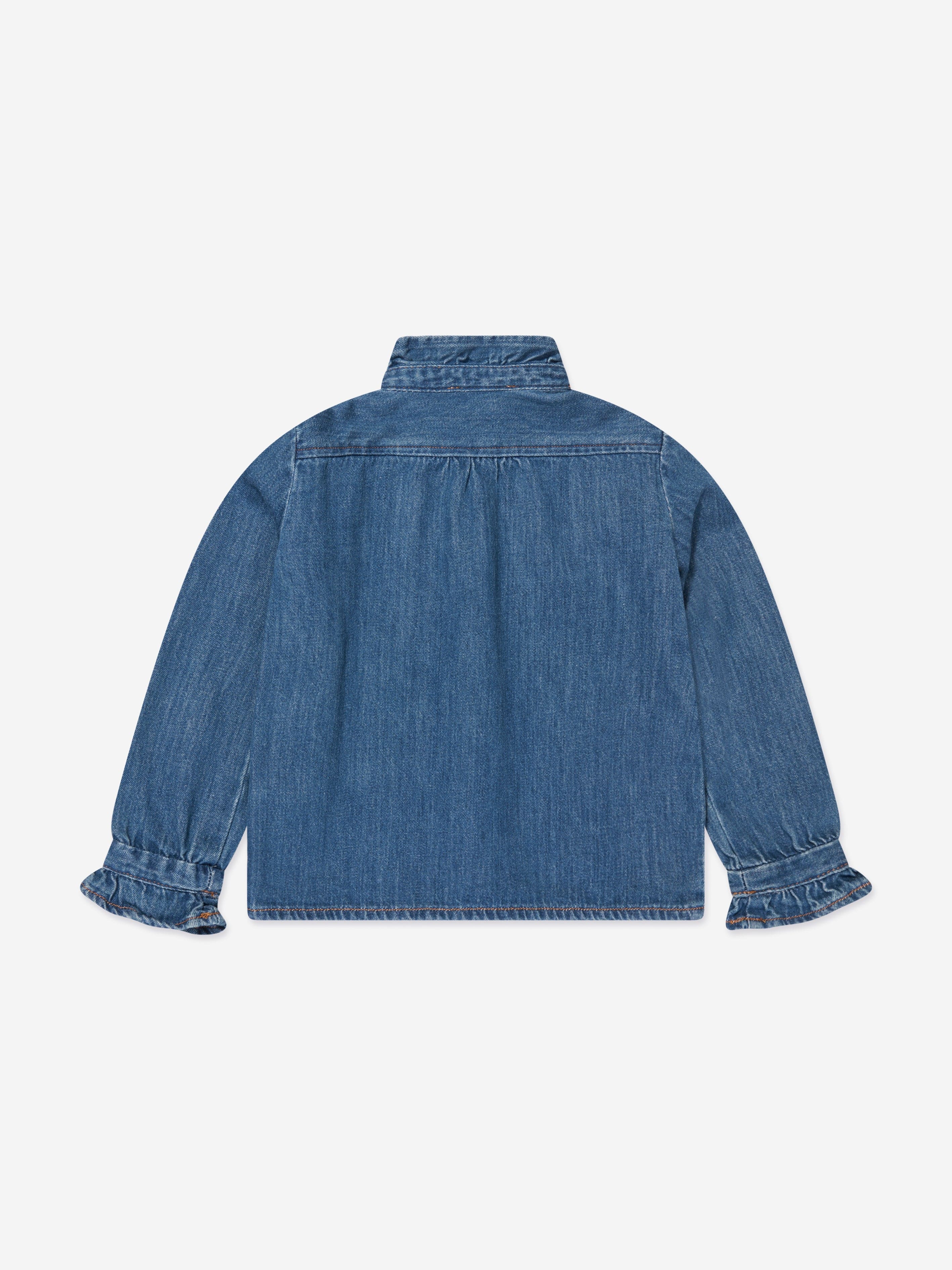 Bonpoint Girls Bree Denim Blouse in Blue