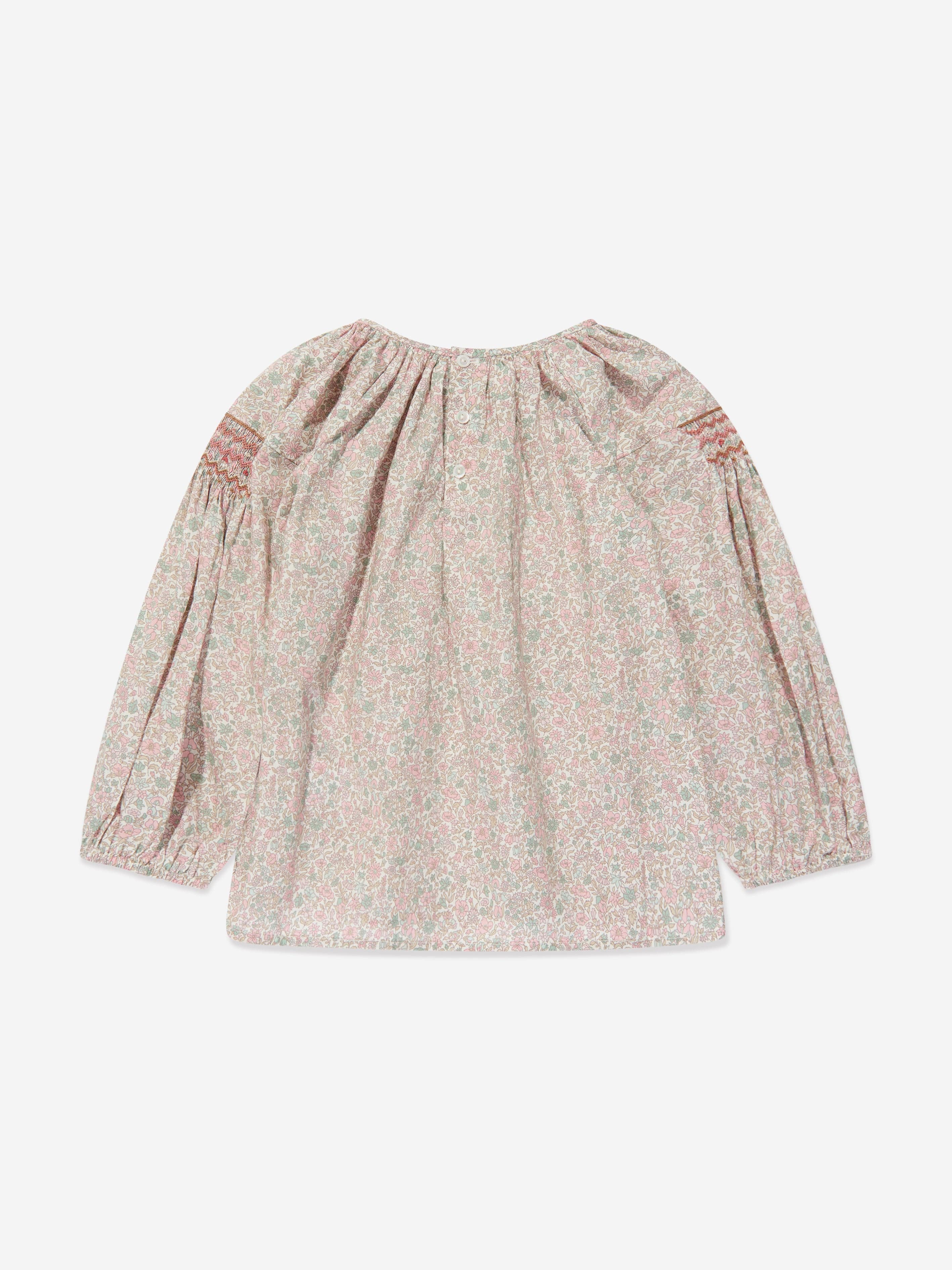 Bonpoint Girls Poldie Smocked Blouse in Pink