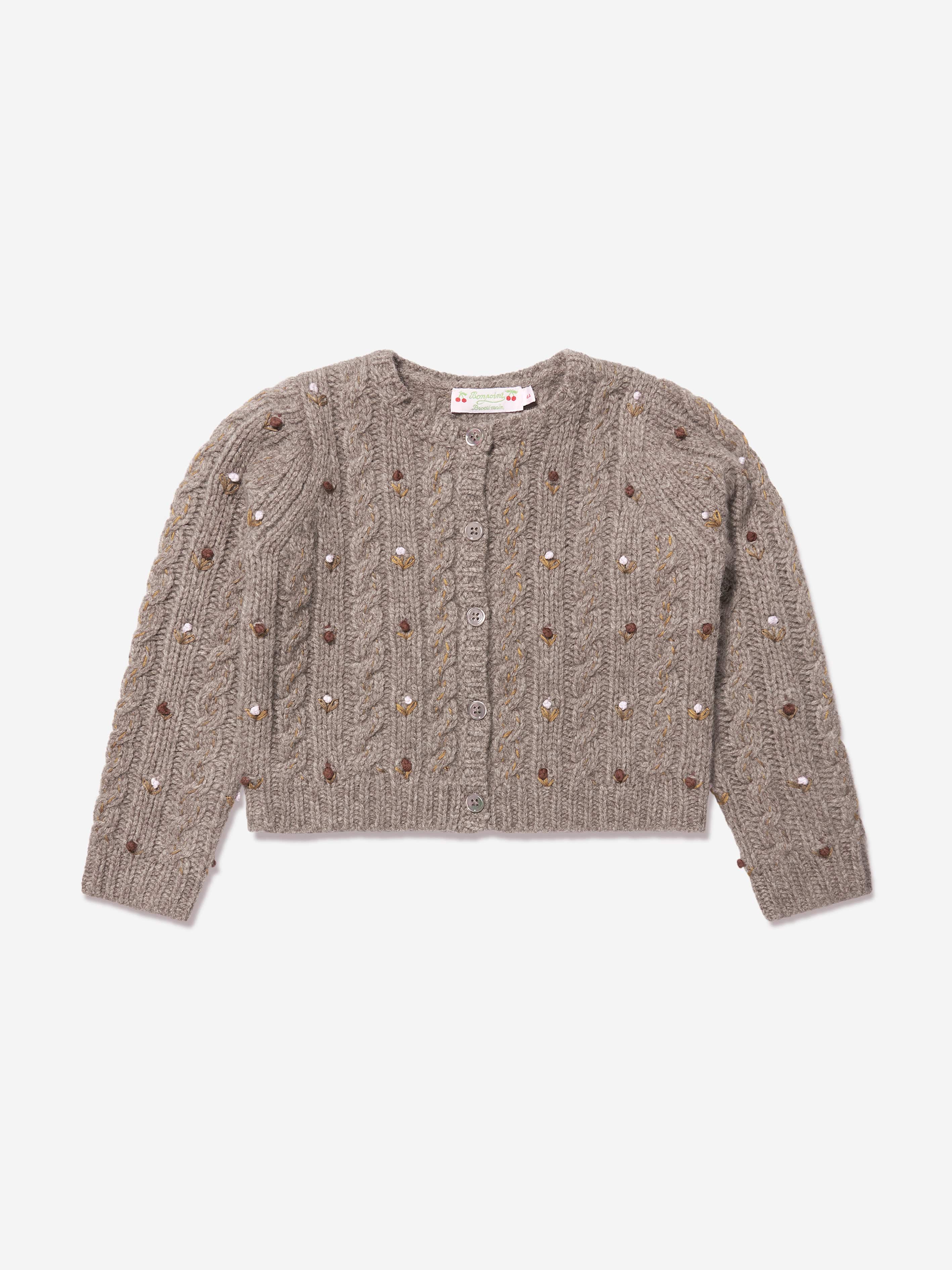 Bonpoint Girls Dallulah Wool Cardigan in Brown