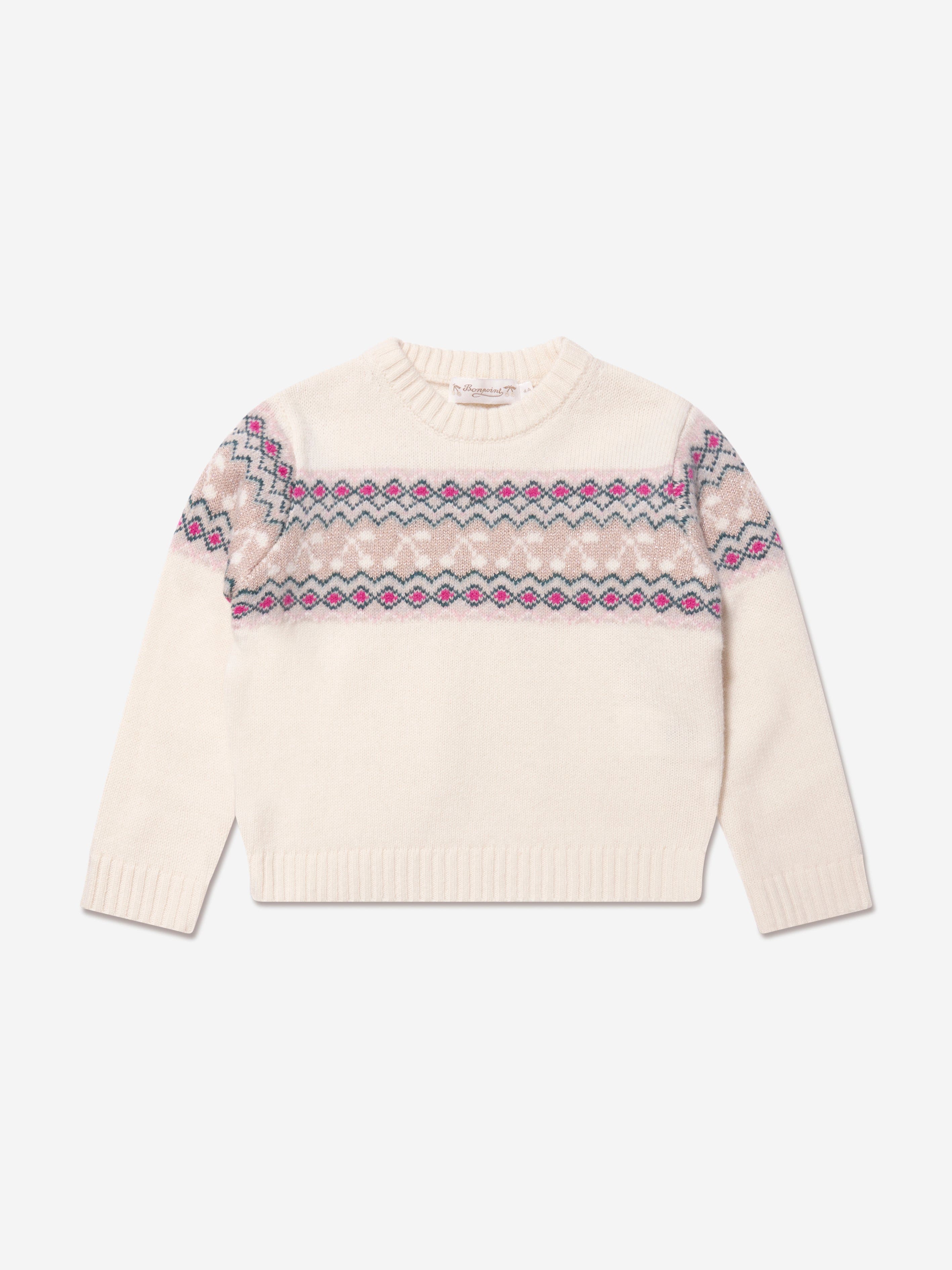 Bonpoint Girls Tinoa Wool Jumper in Ivory