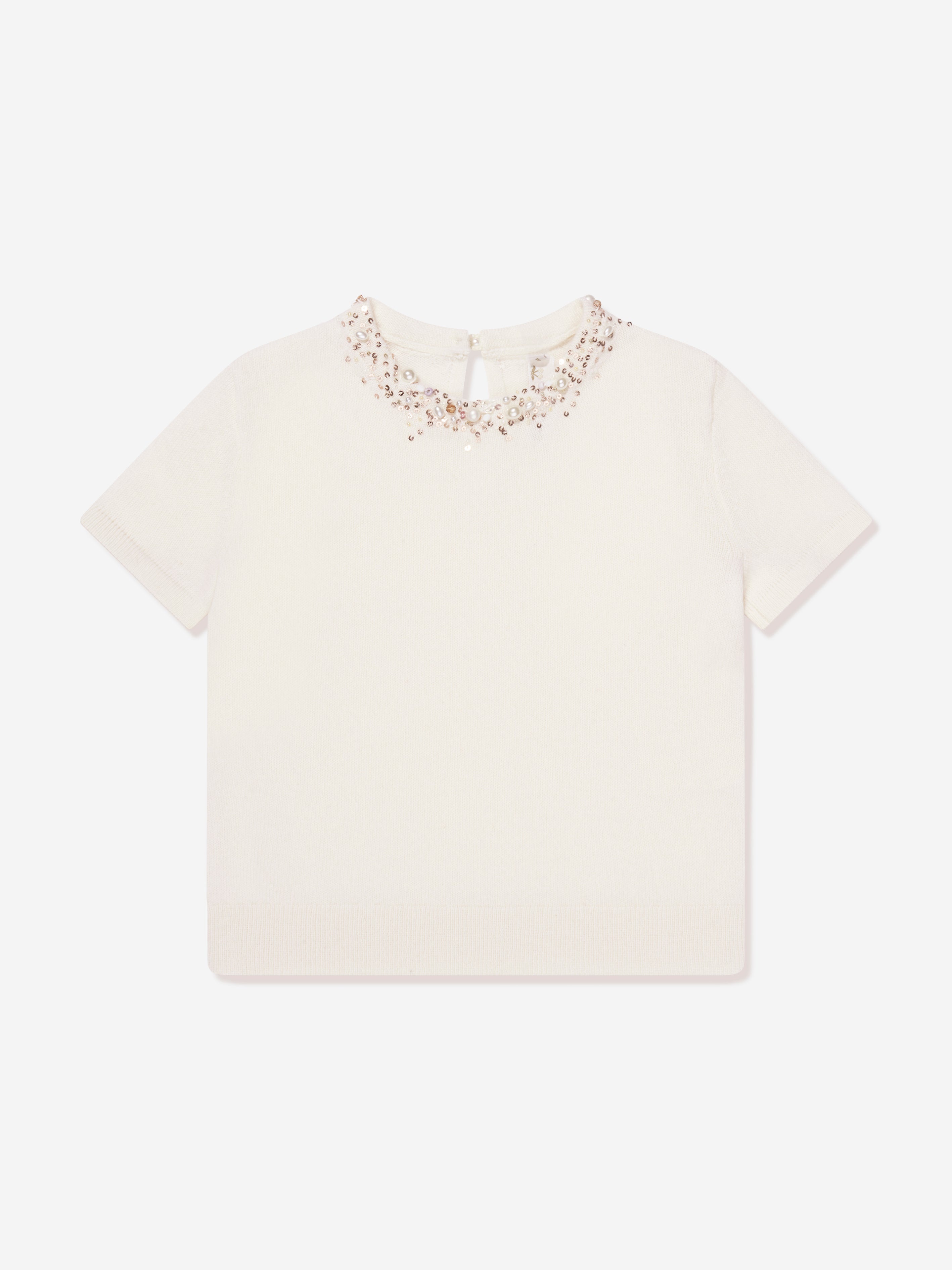 Bonpoint Girls Diaphane Cashmere Top in Ivory