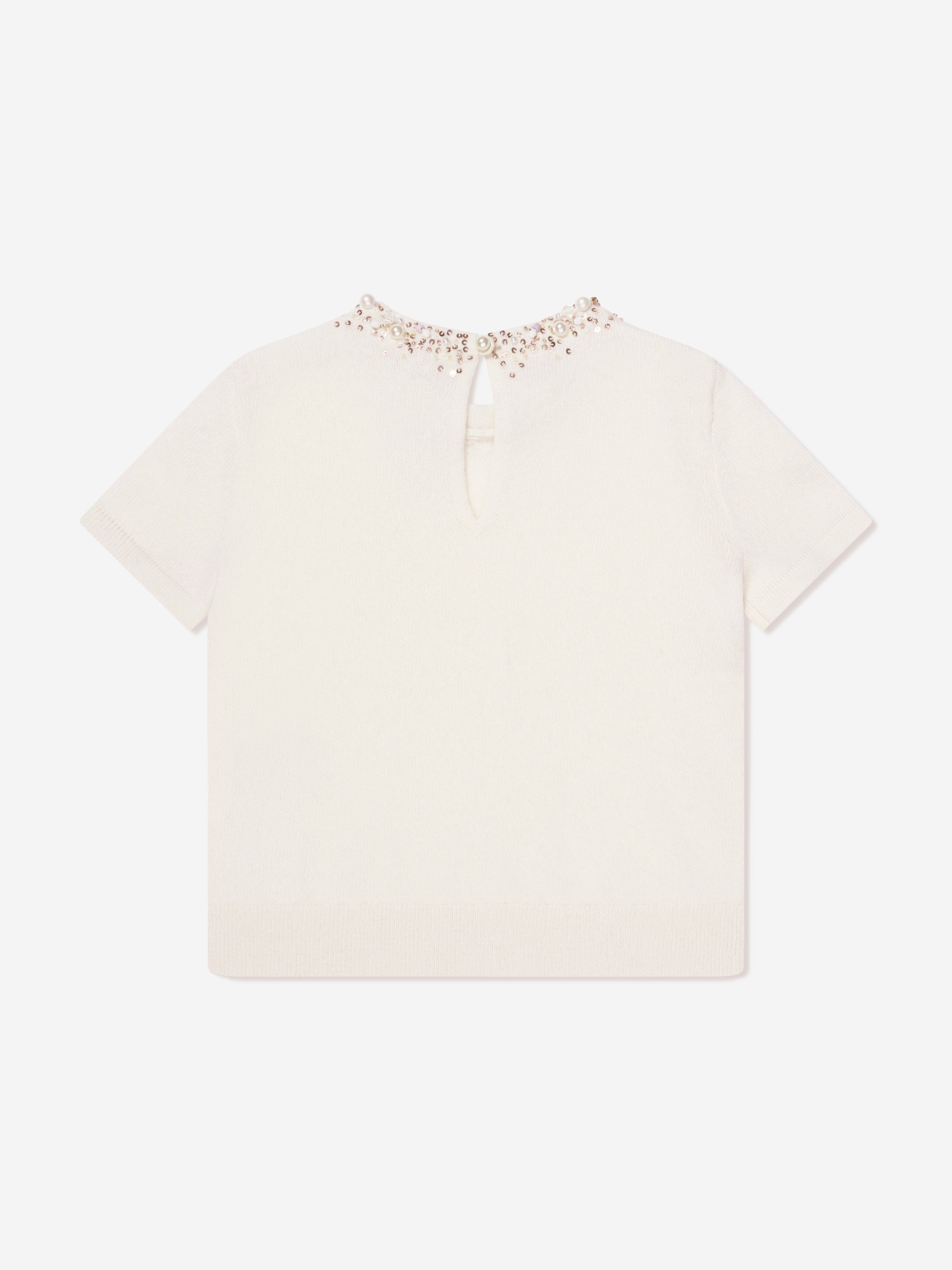 Bonpoint Girls Diaphane Cashmere Top in Ivory