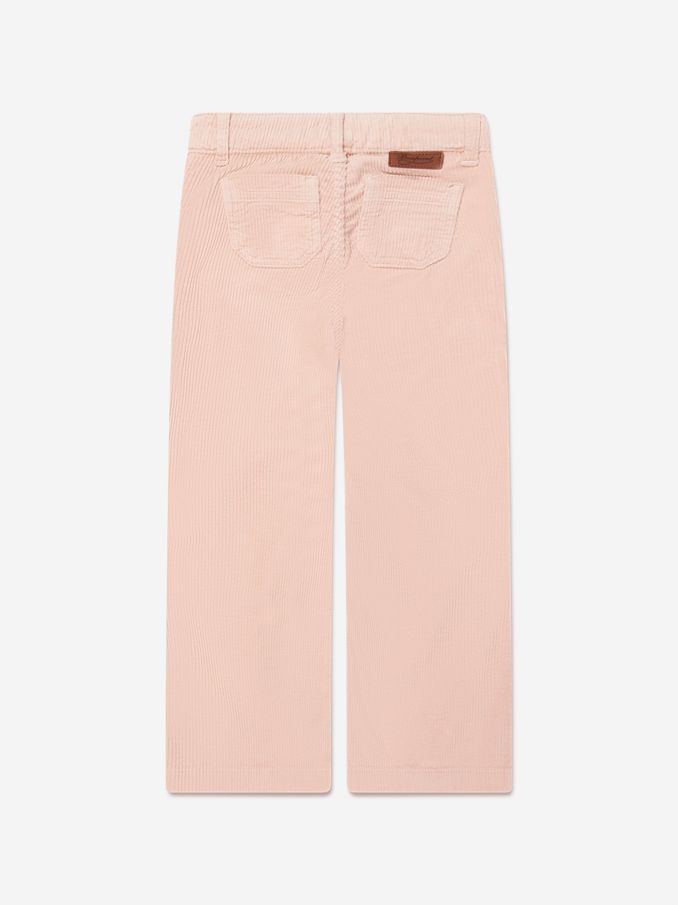 Bonpoint Girls Junon Wide Leg Trousers in Pink