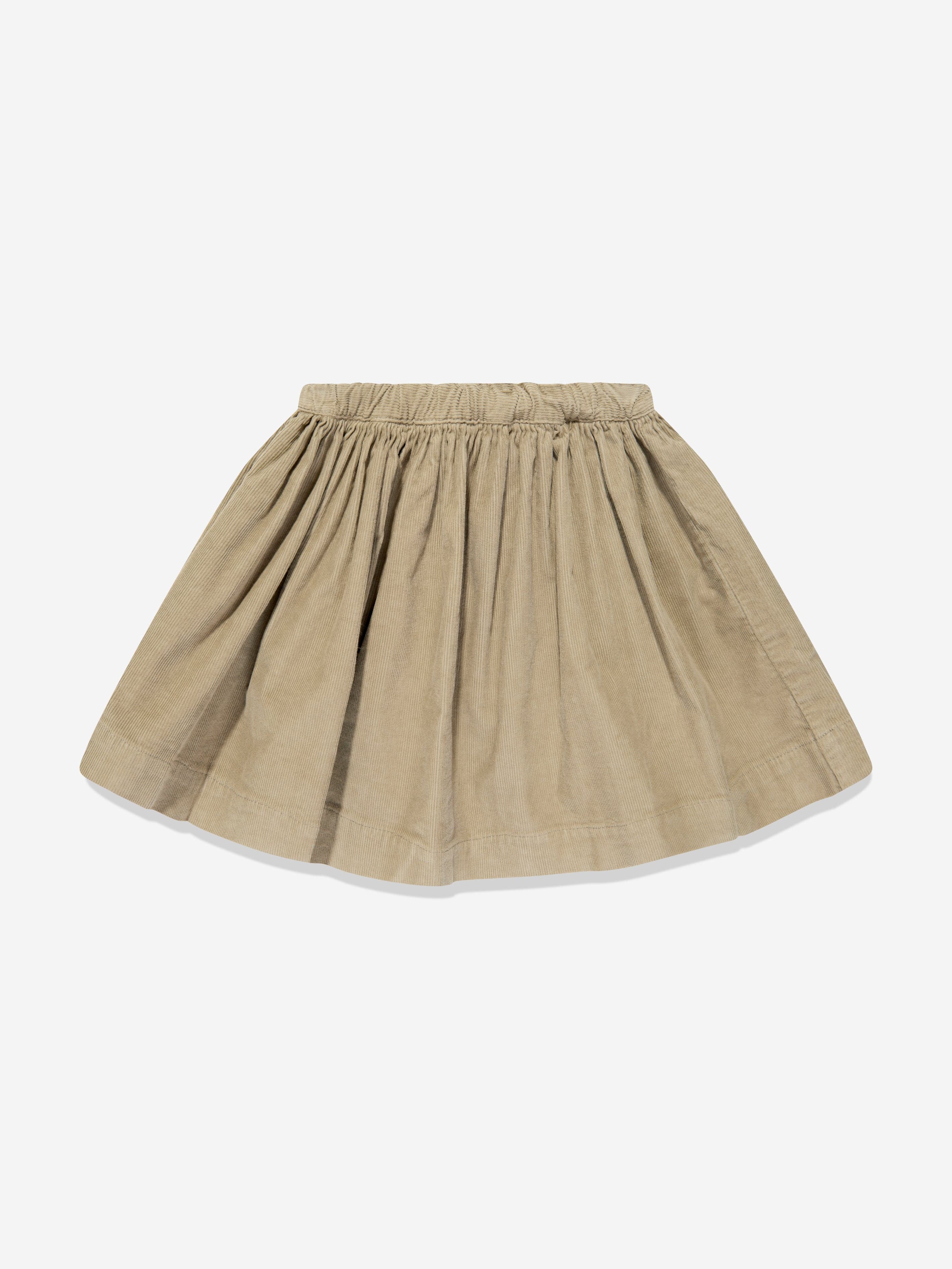 Bonpoint Girls Suzon Cotton Skirt in Beige