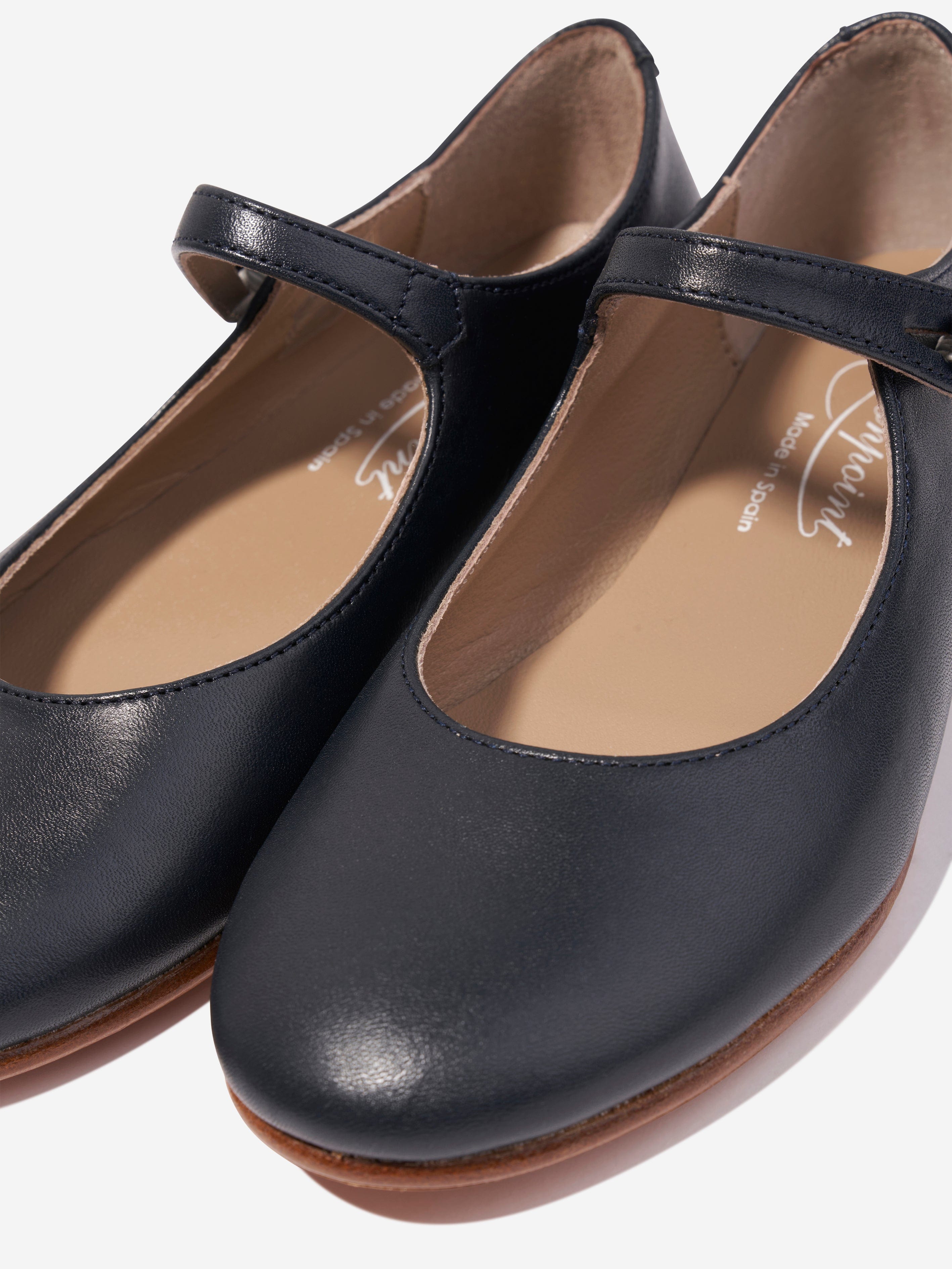 Bonpoint Girls Leather Mary Jane Shoes in Navy