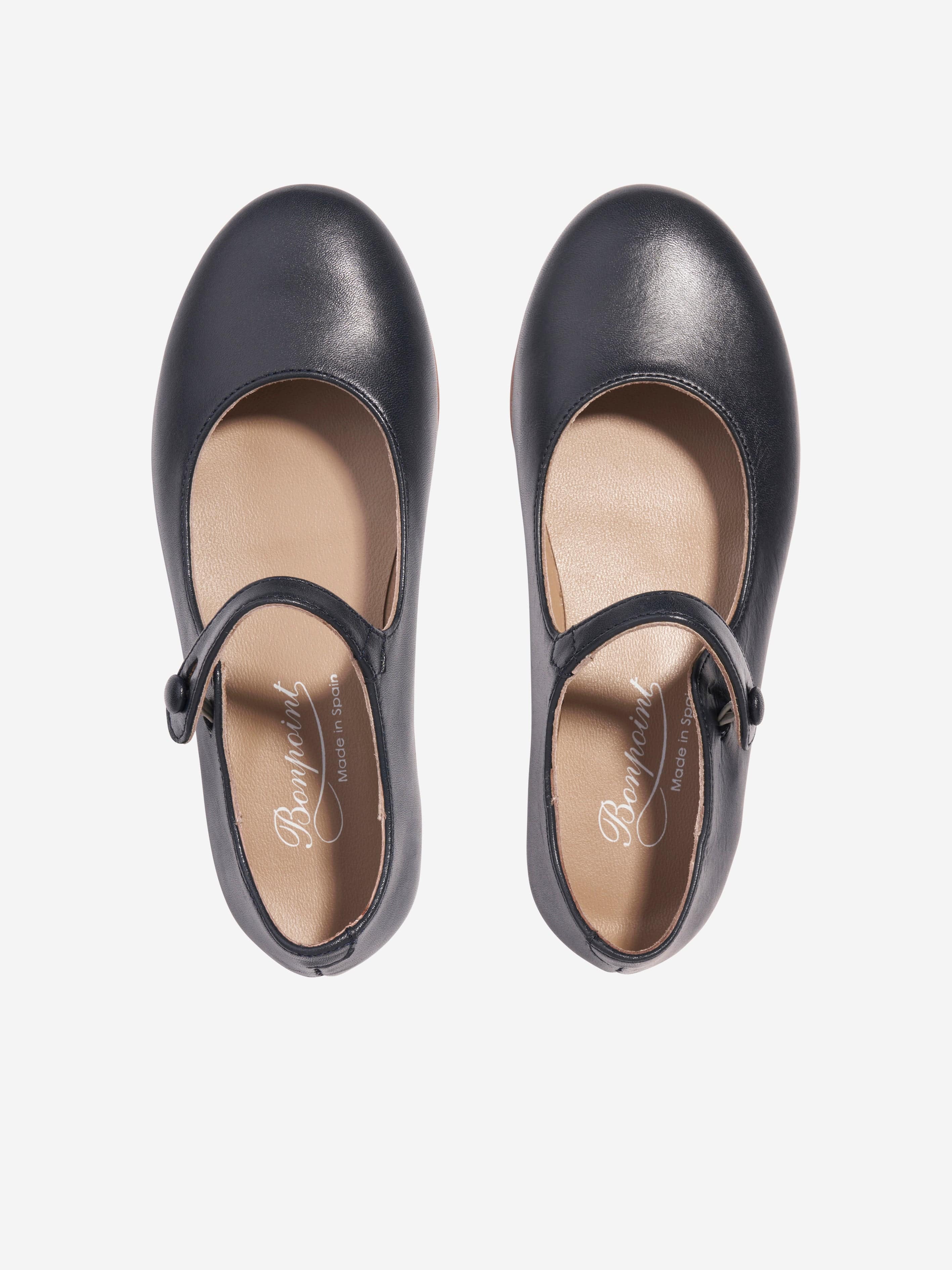 Bonpoint Girls Leather Mary Jane Shoes in Navy