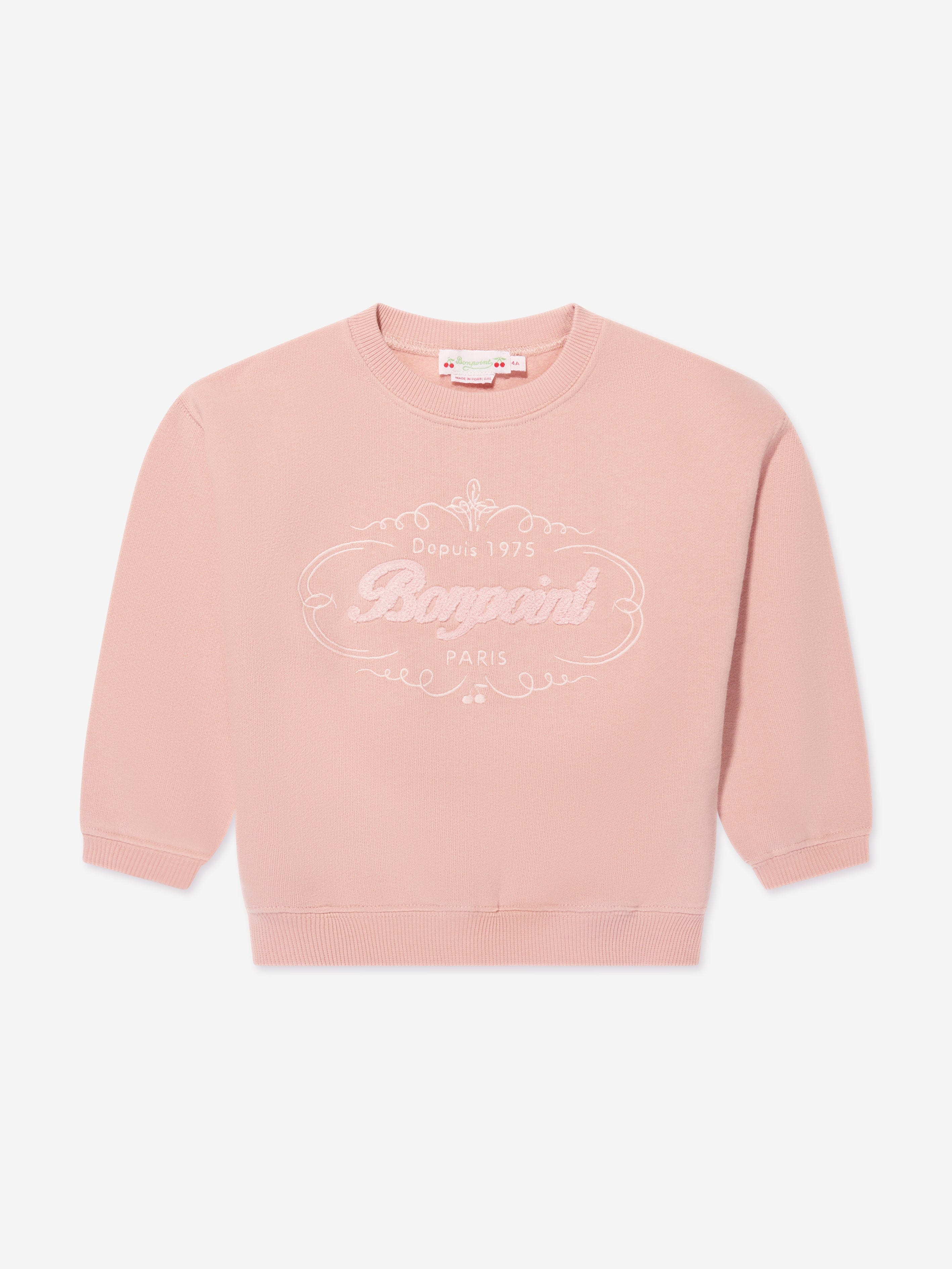 Bonpoint Girls Tayla Logo Sweatshirt in Pink