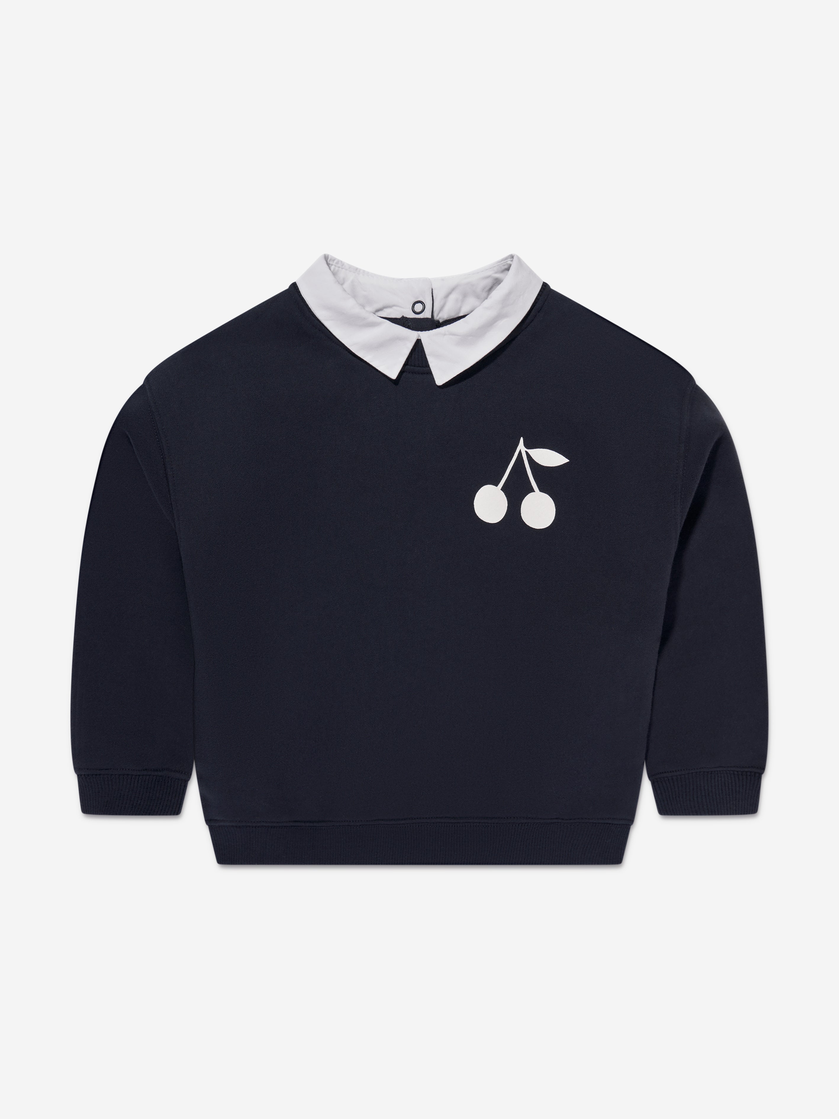 Bonpoint Girls Claudia Cherry Sweatshirt in Navy