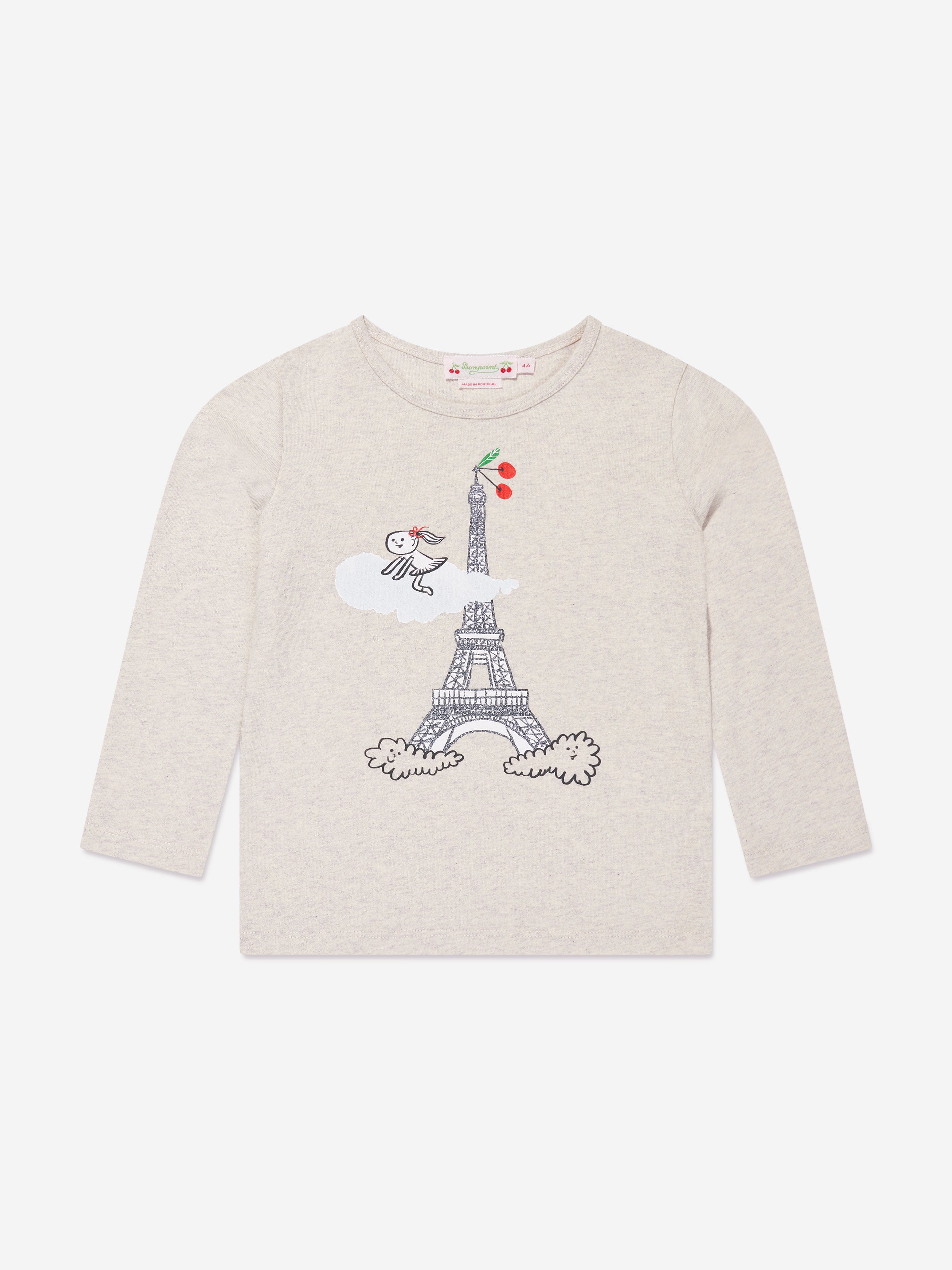 Bonpoint Girls Tidjiane Long Sleeve T-Shirt in Grey