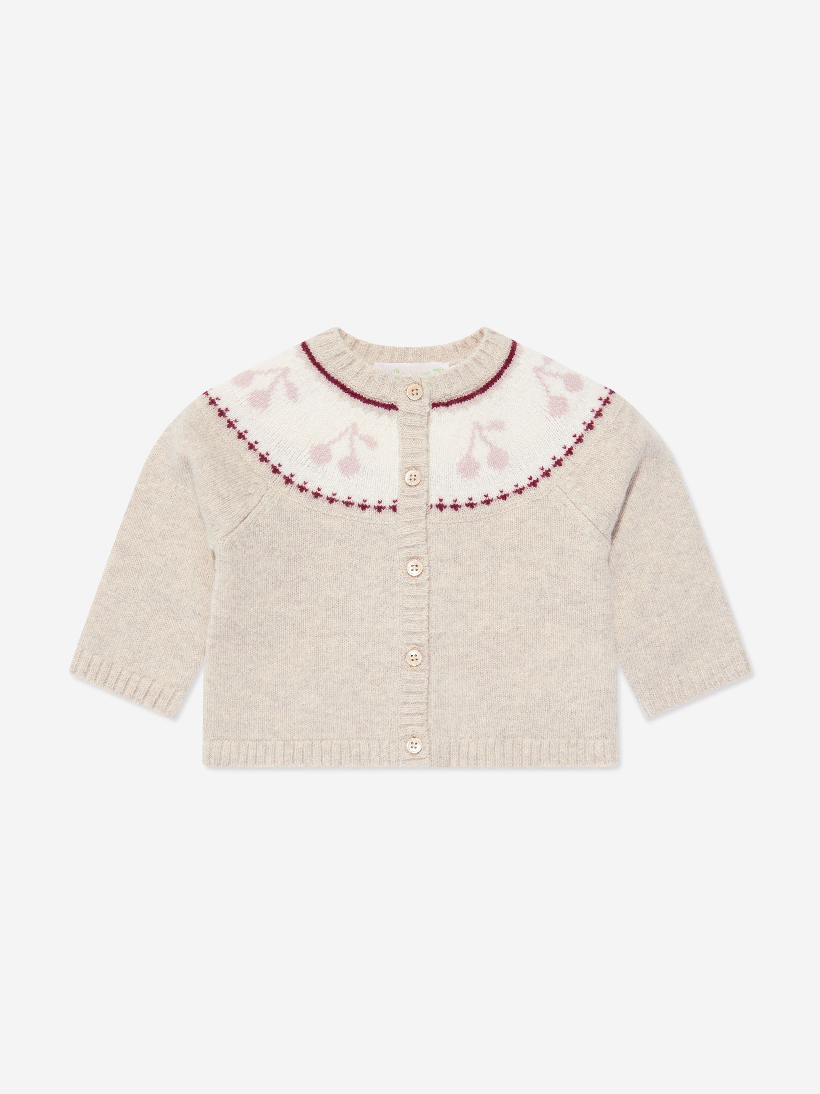 Bonpoint Baby Girls Tatiana Wool Cardigan in Beige