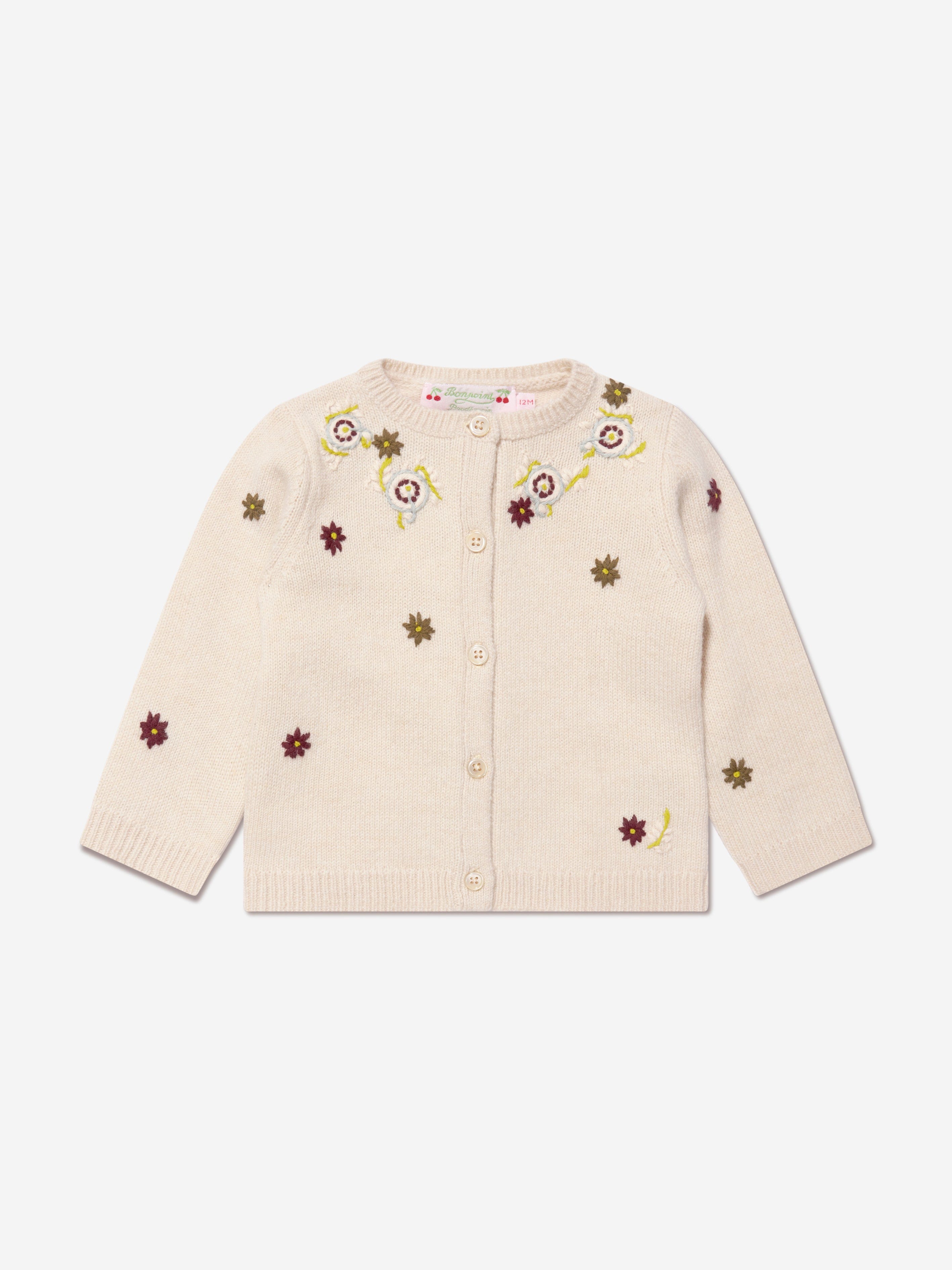 Bonpoint Baby Girls Telnie Wool Cardigan in Ivory