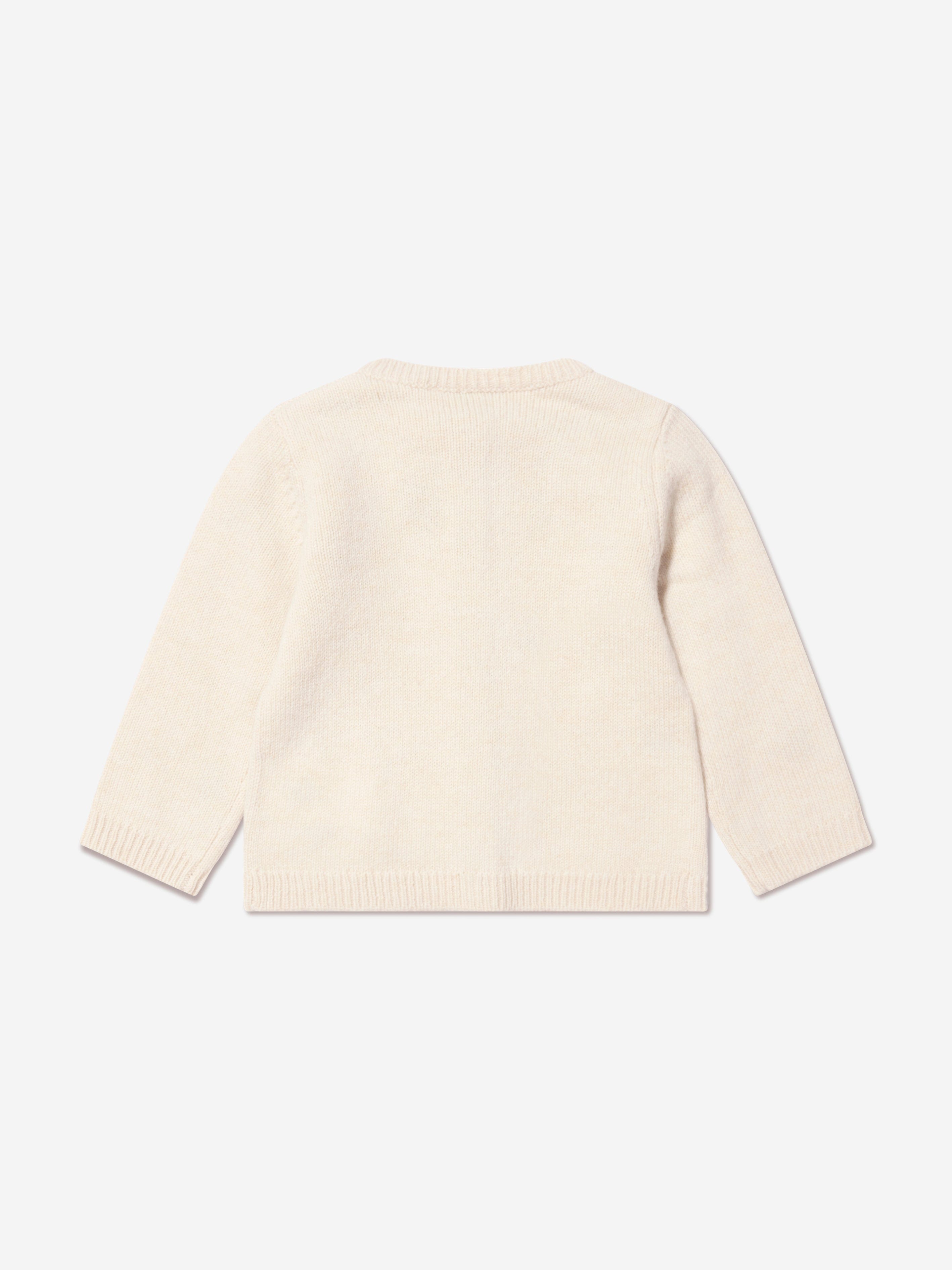 Bonpoint Baby Girls Telnie Wool Cardigan in Ivory