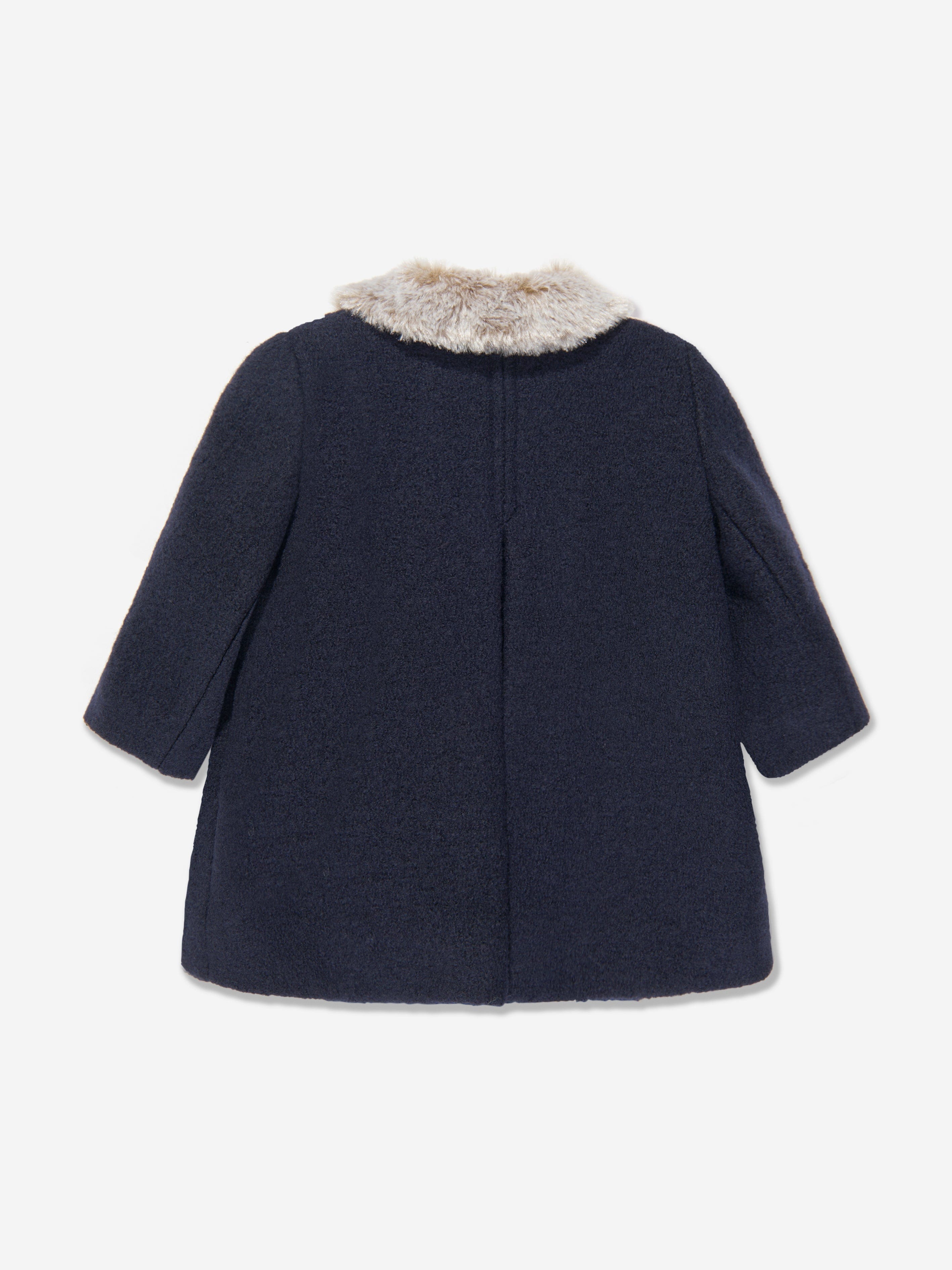 Bonpoint Baby Girls Moka Wool Coat in Navy