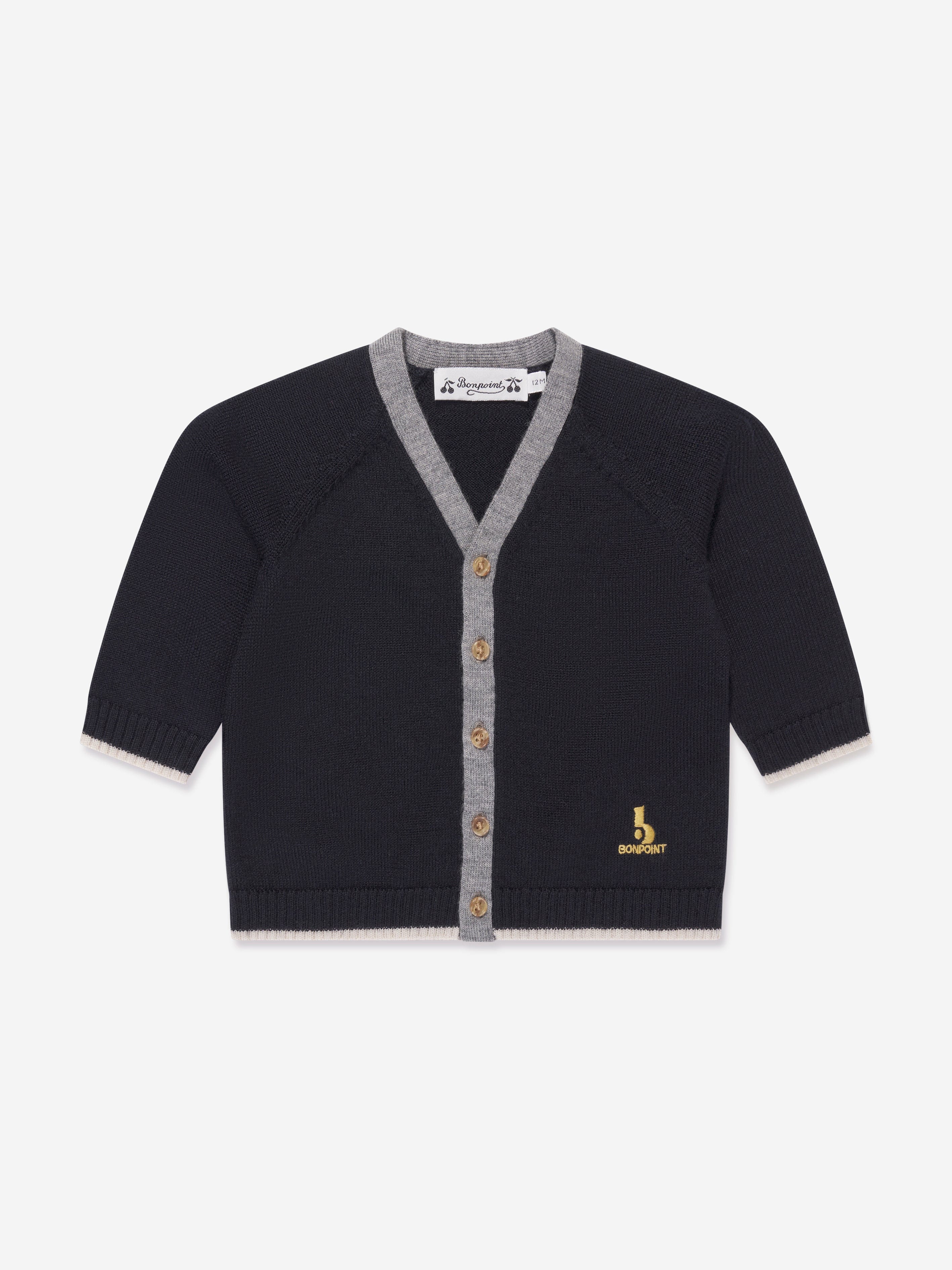 Bonpoint Baby Boys Teotim Wool Cardigan in Navy