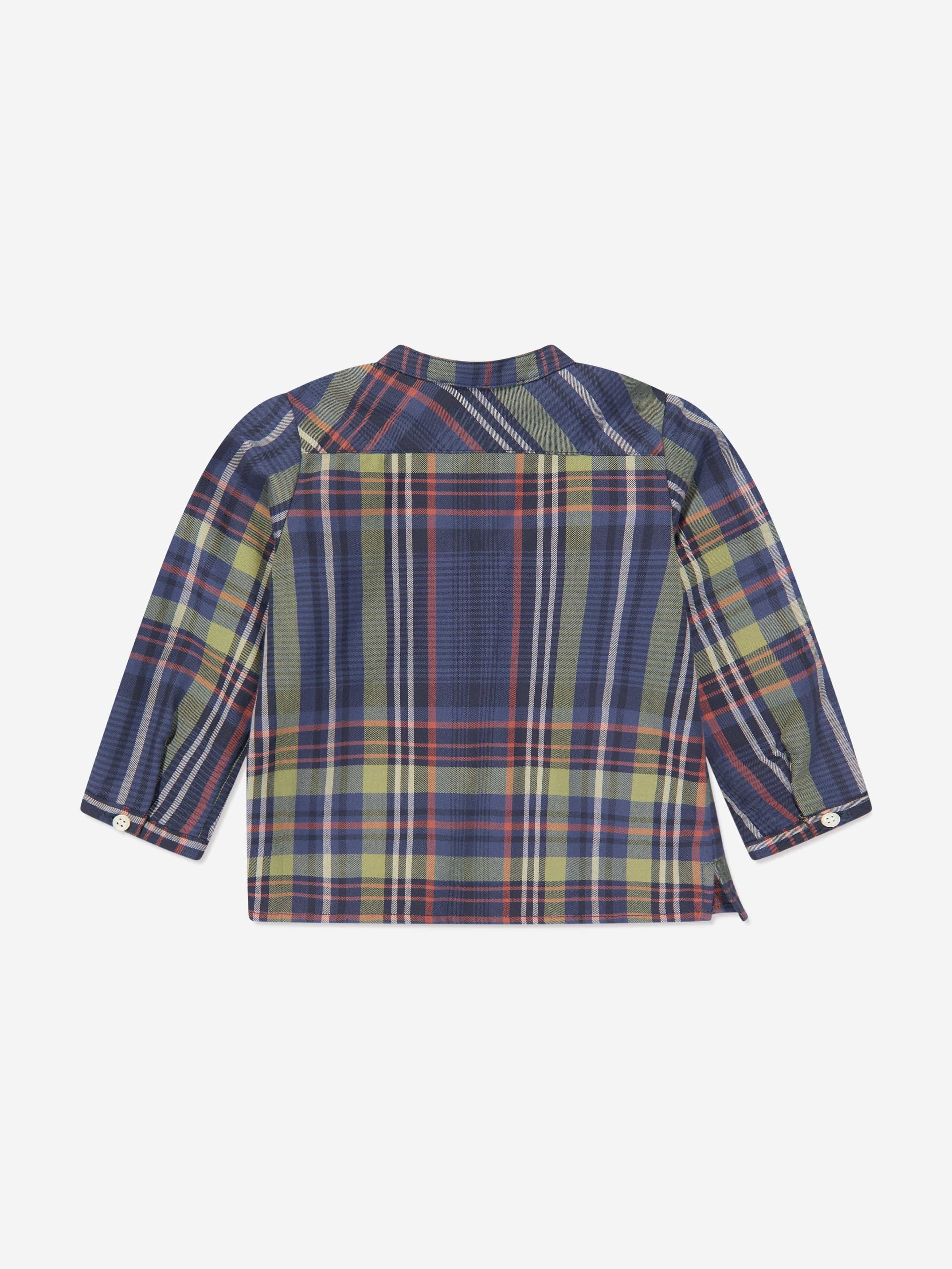 Bonpoint Baby Boys Polisson Tartan Shirt in Navy