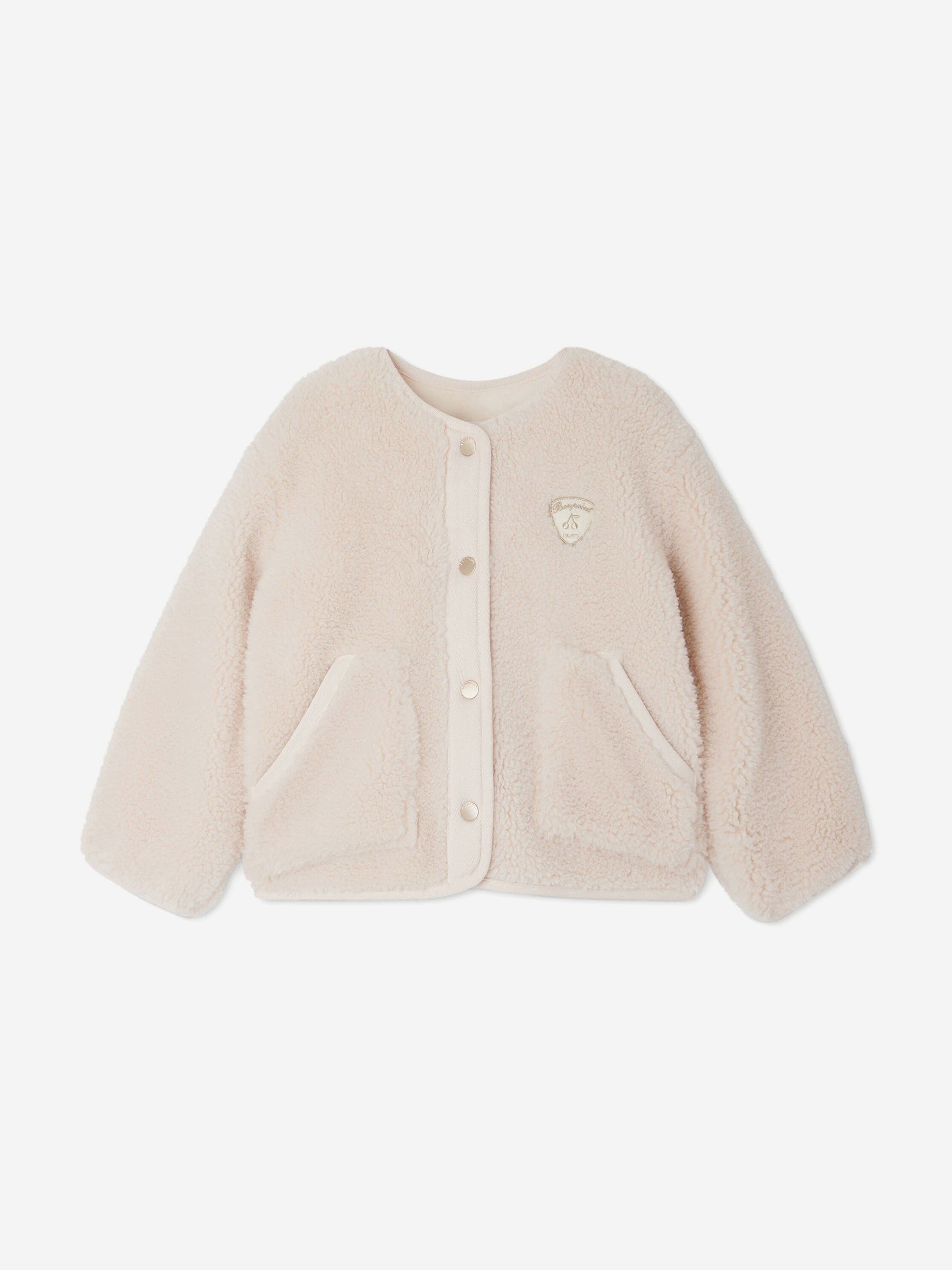 Bonpoint Girls Galice Teddy Jacket in Pink