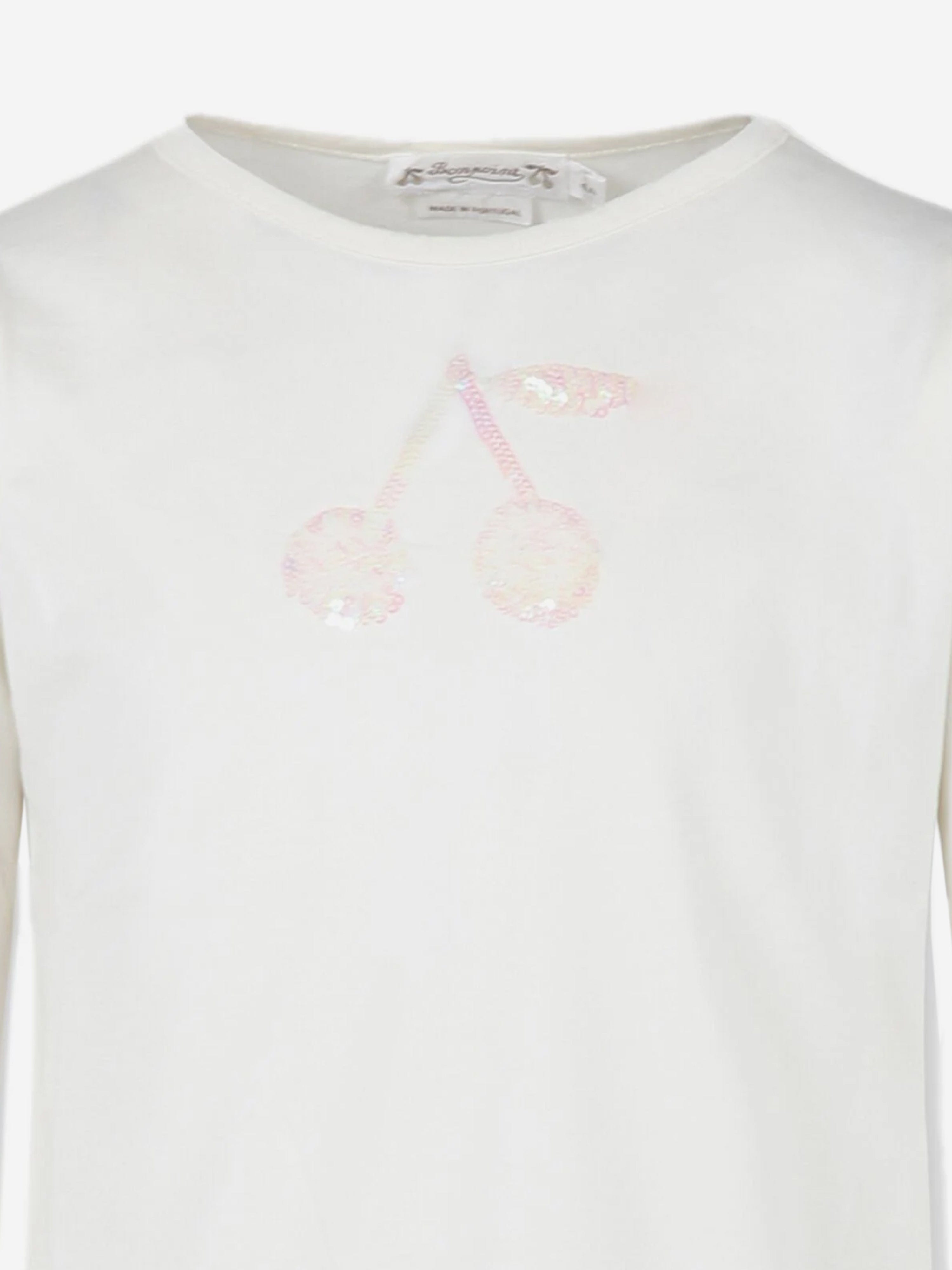 Bonpoint Girls Gracieuse Long Sleeve T-Shirt in White