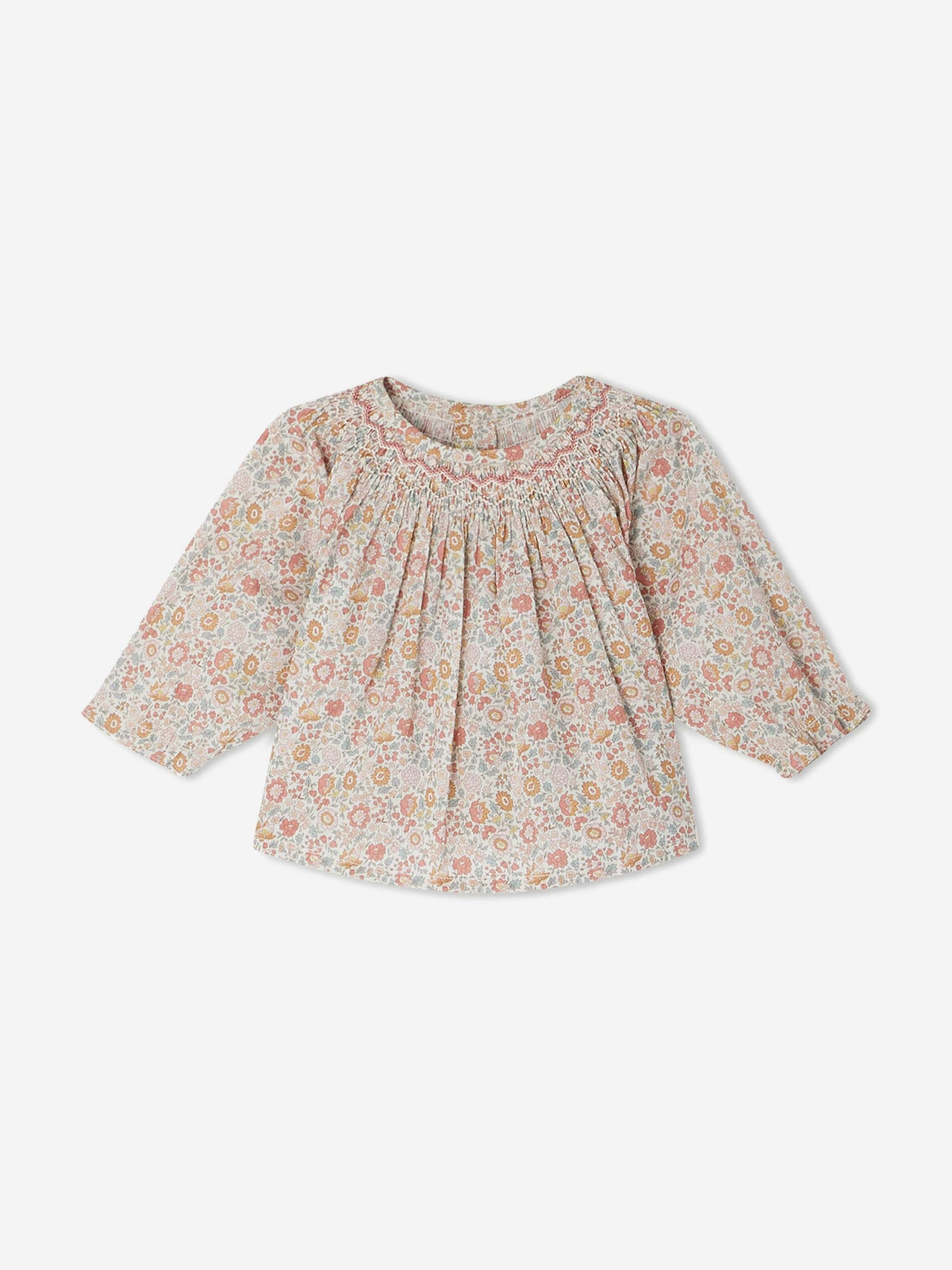 Bonpoint Baby Girls Griotte Smocked Blouse in Multicolour