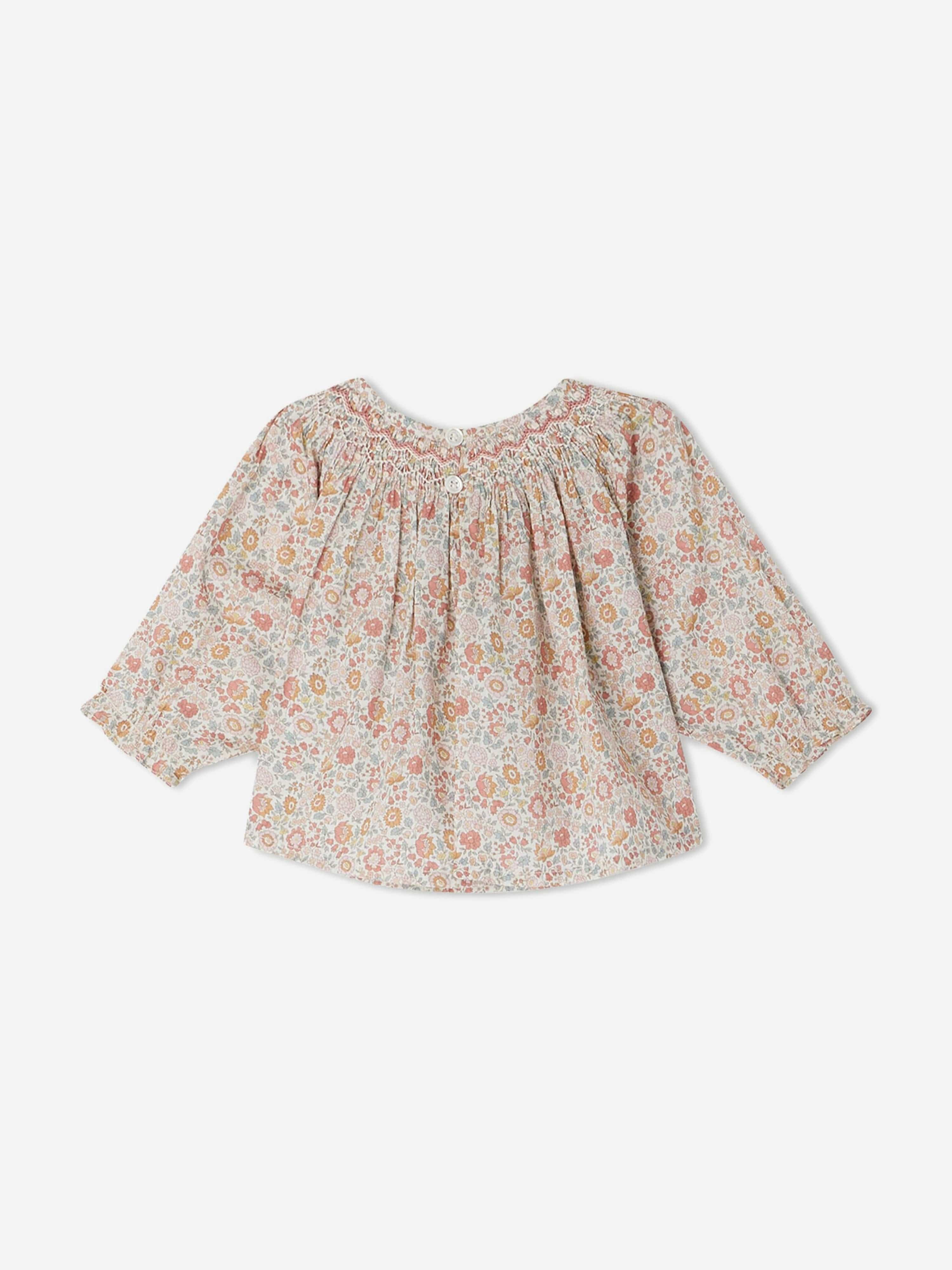 Bonpoint Baby Girls Griotte Smocked Blouse in Multicolour