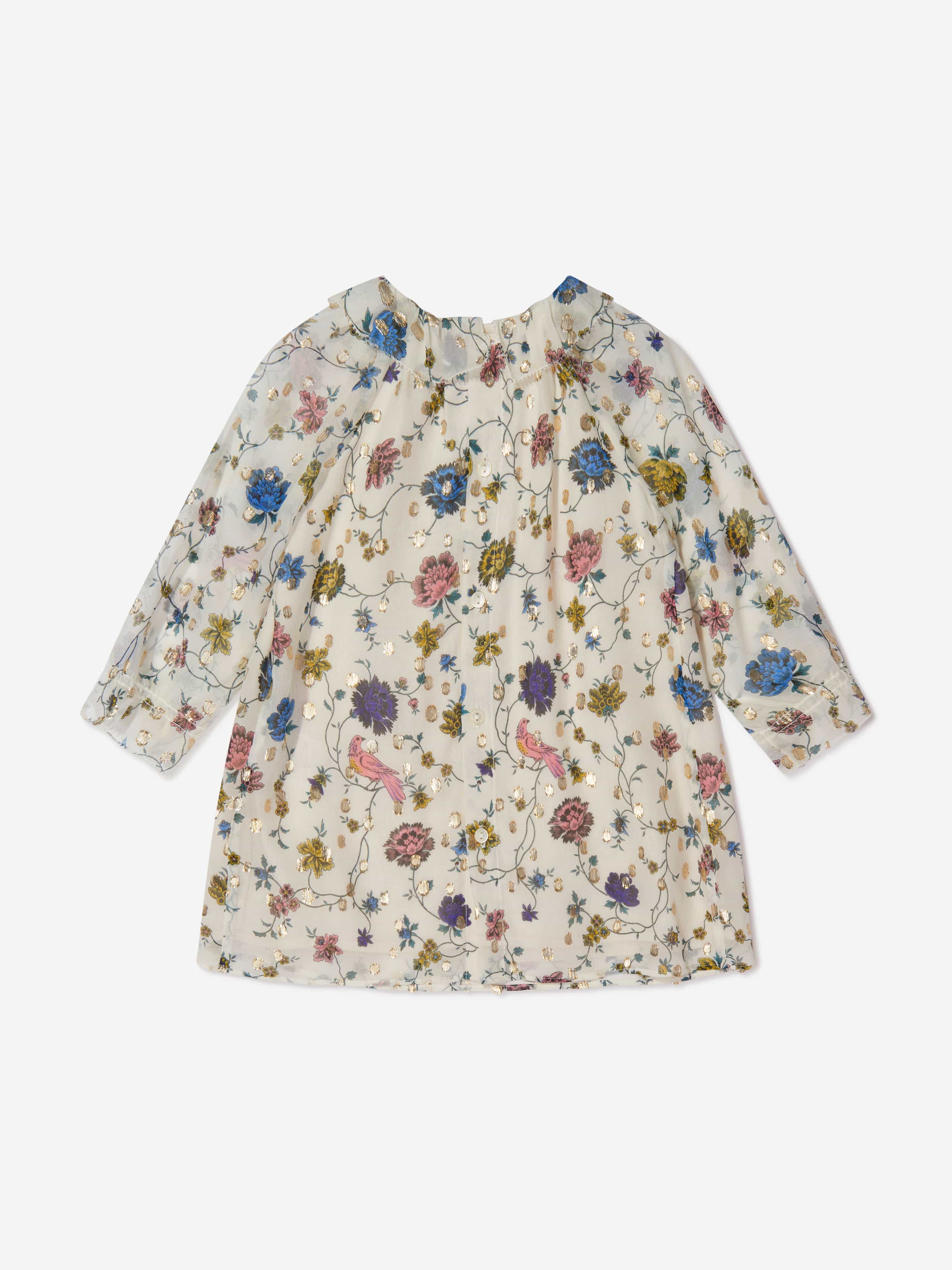 Bonpoint Baby Girls Silk Floral Teale Dress