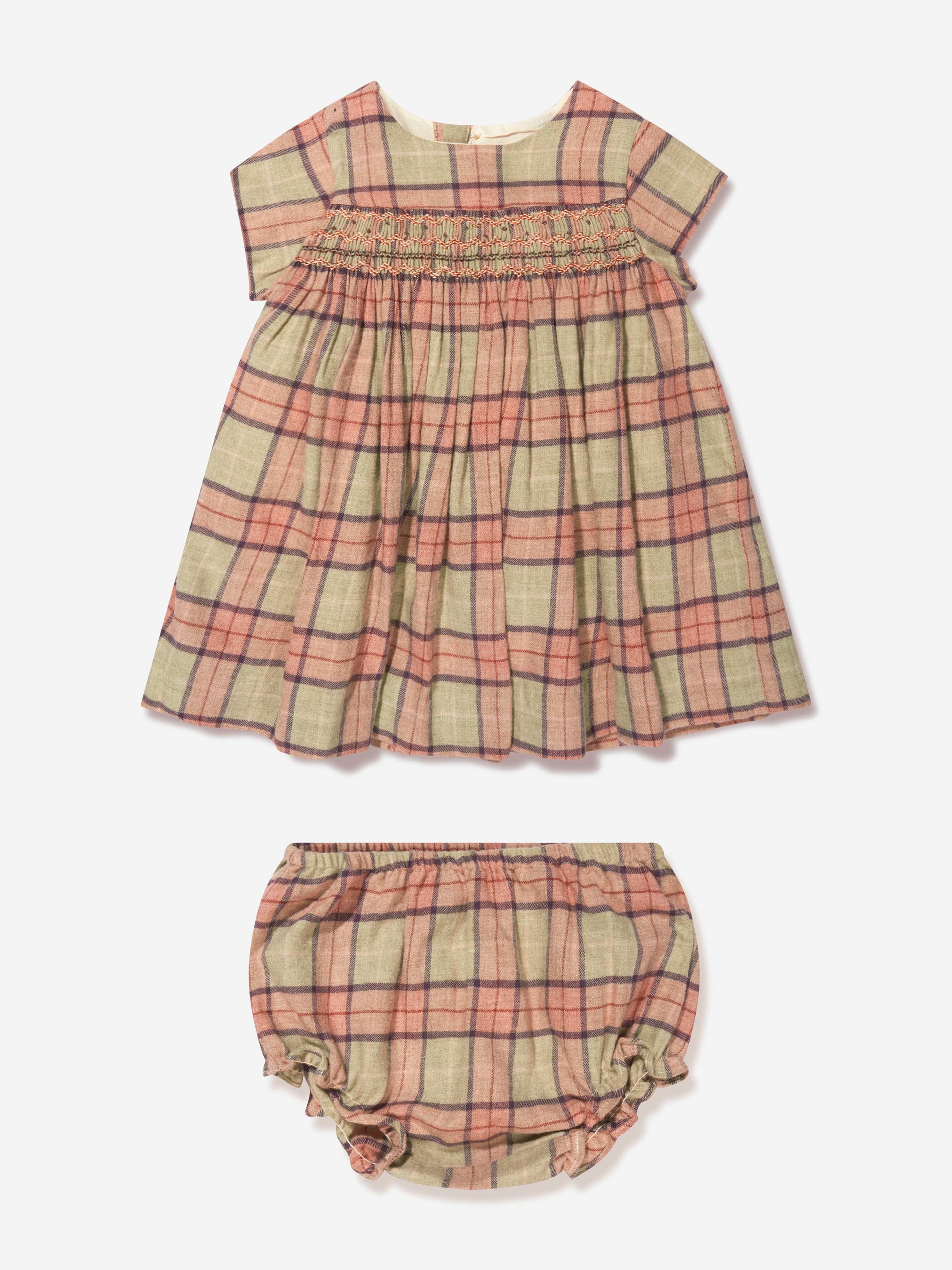 Bonpoint Baby Girls Tartan Dress With Knickers