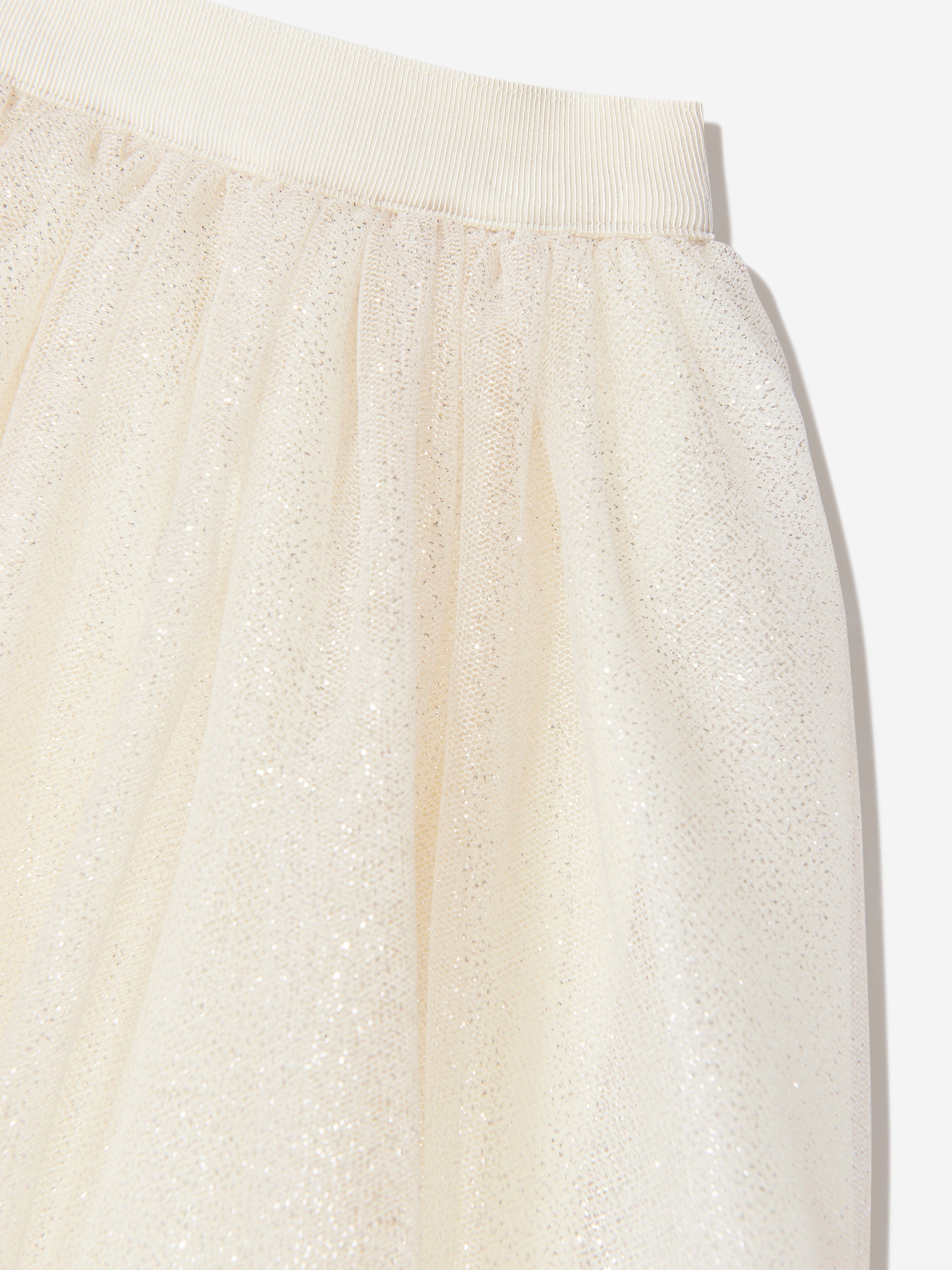 Bonpoint Girls Tulle Pois Skirt In Ivory