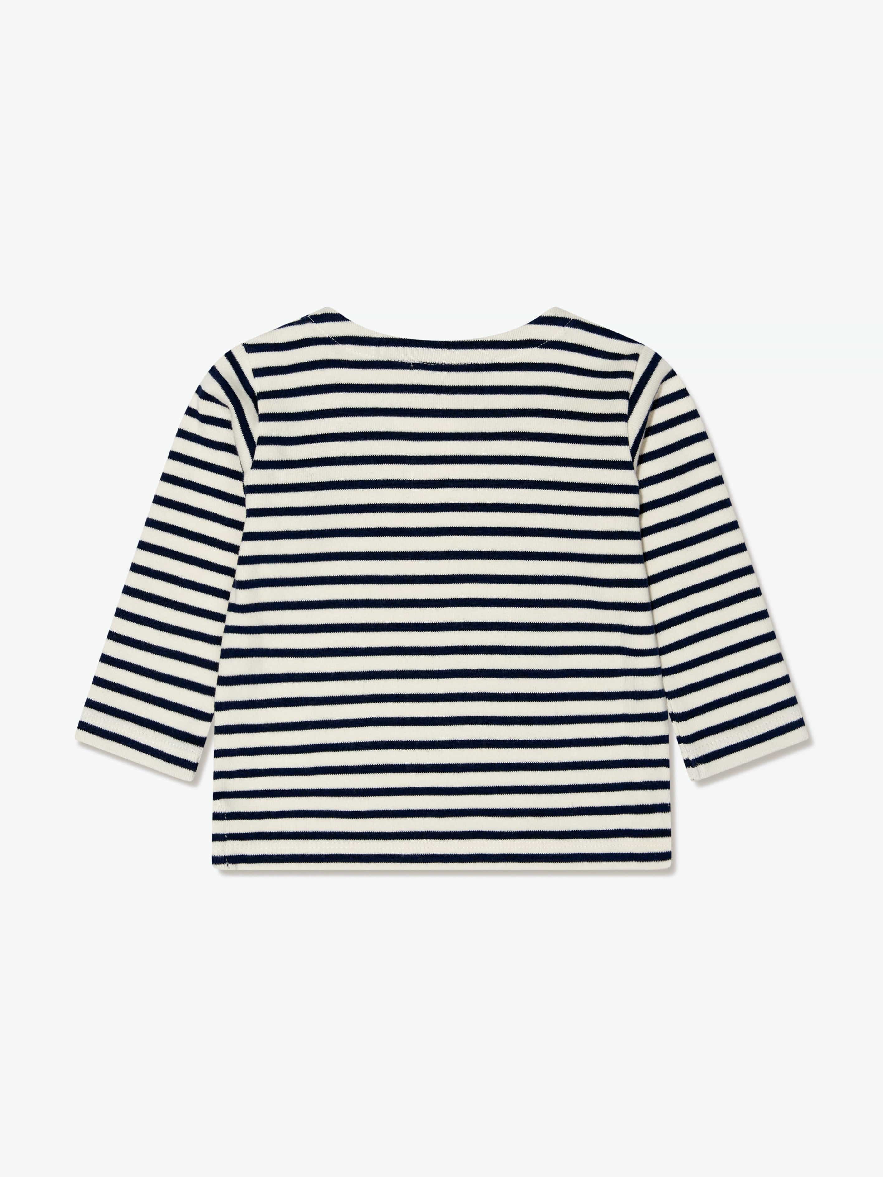 Bonpoint Baby Boys Long Sleeve Striped T-Shirt in Navy