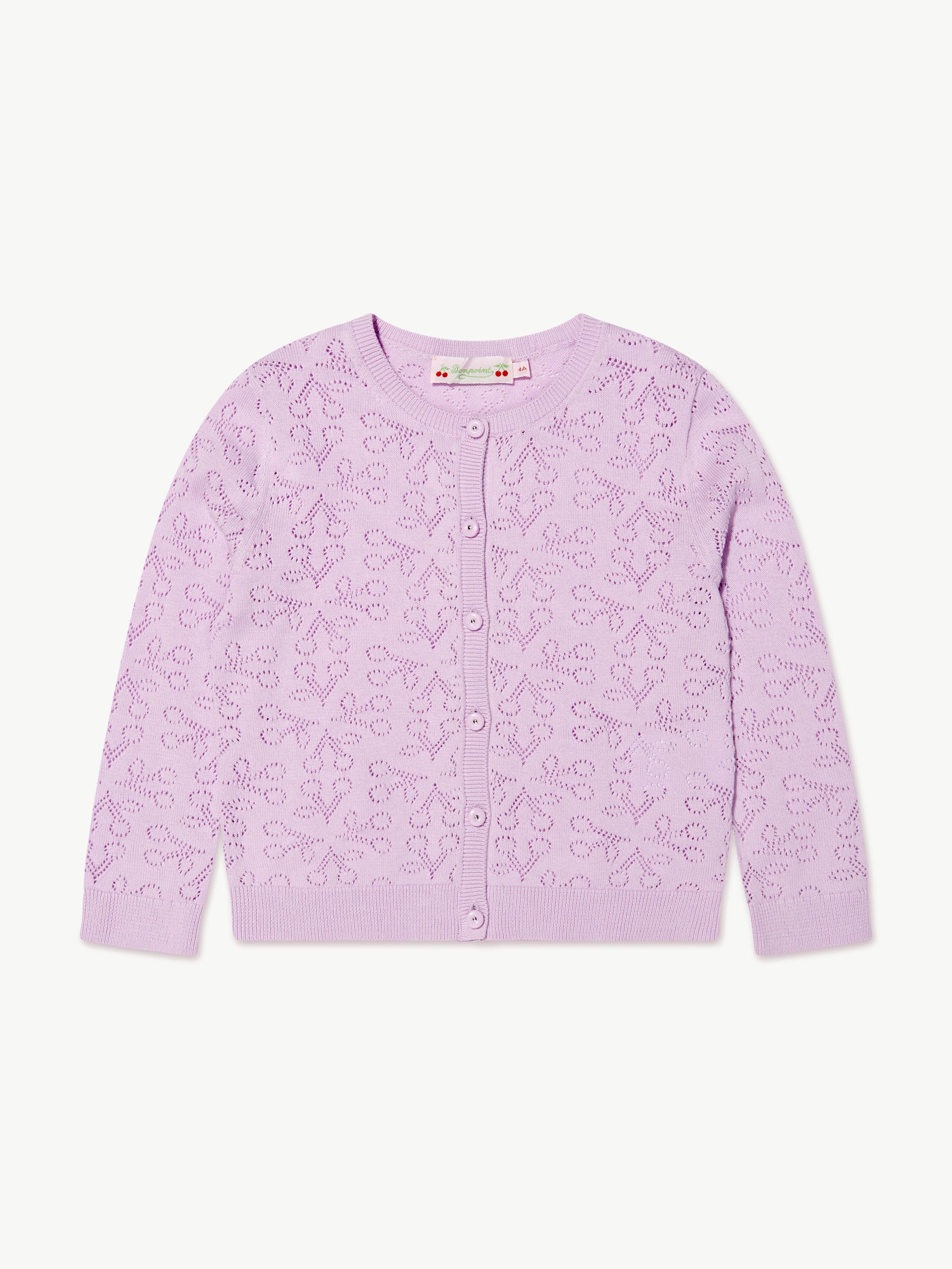 Bonpoint Girls Knitted Cardigan in Lilac