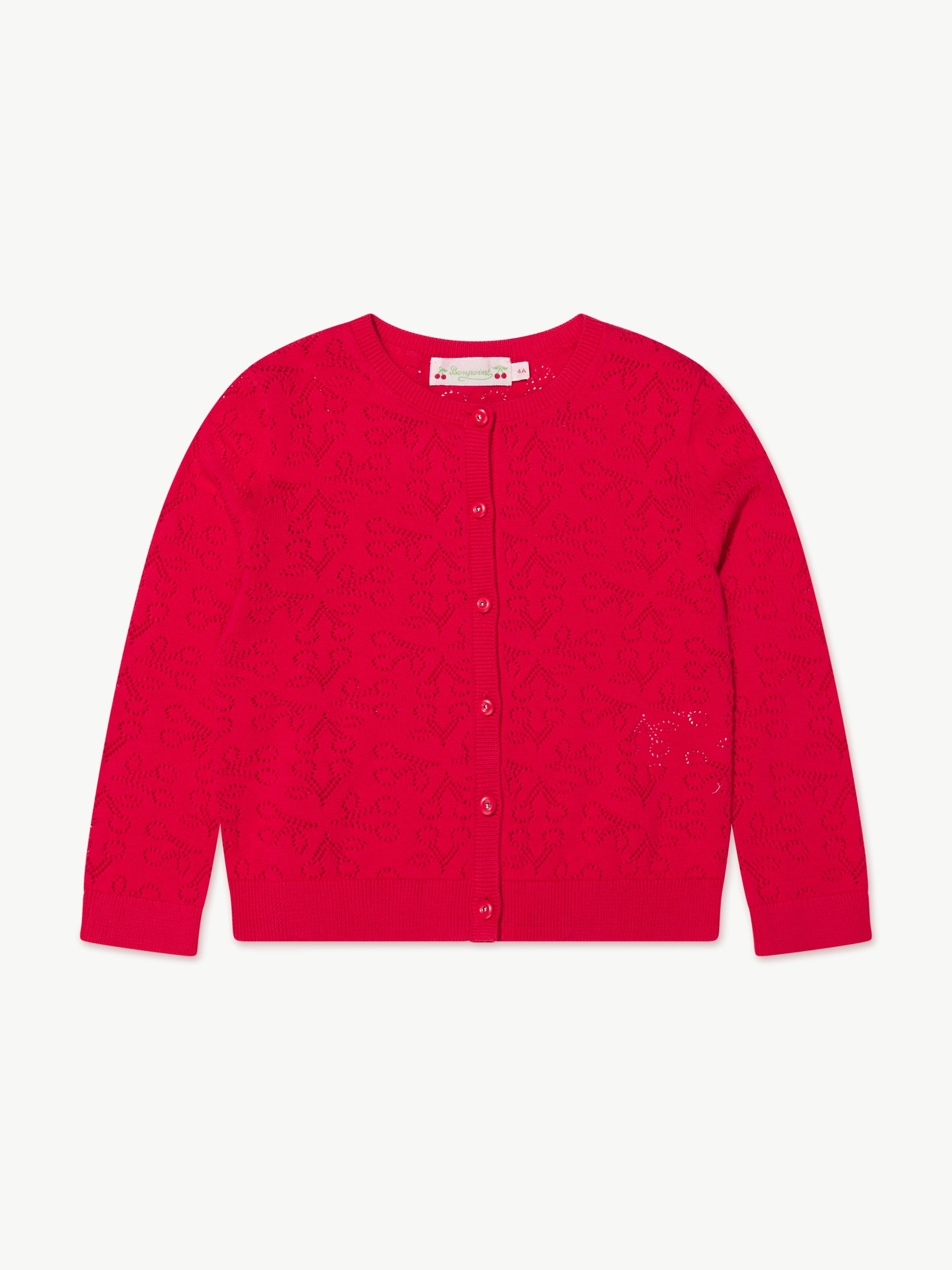 Bonpoint Girls Knitted Cardigan in Red