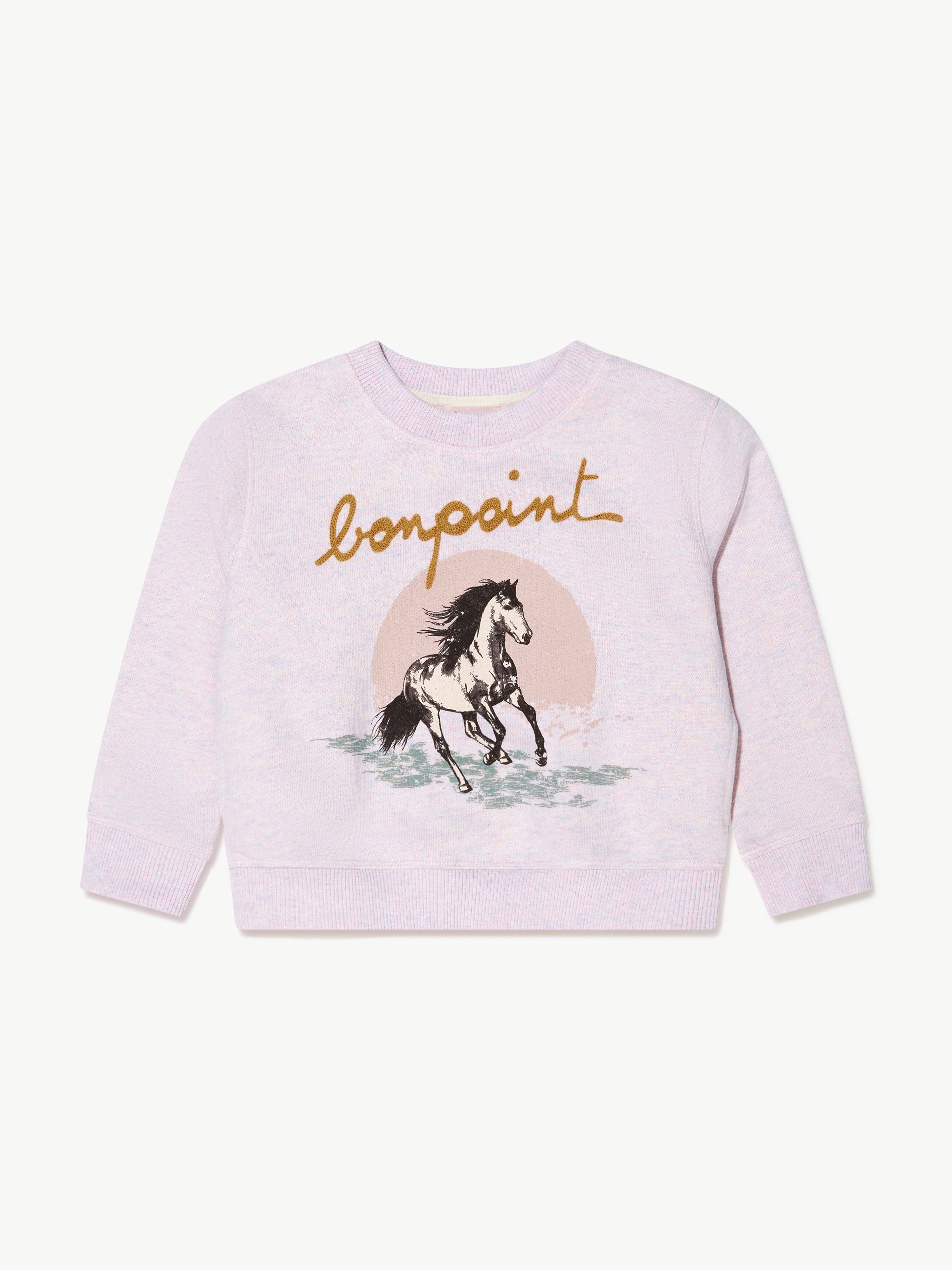 Bonpoint Girls Carlota Horse Sweatshirt in Pink