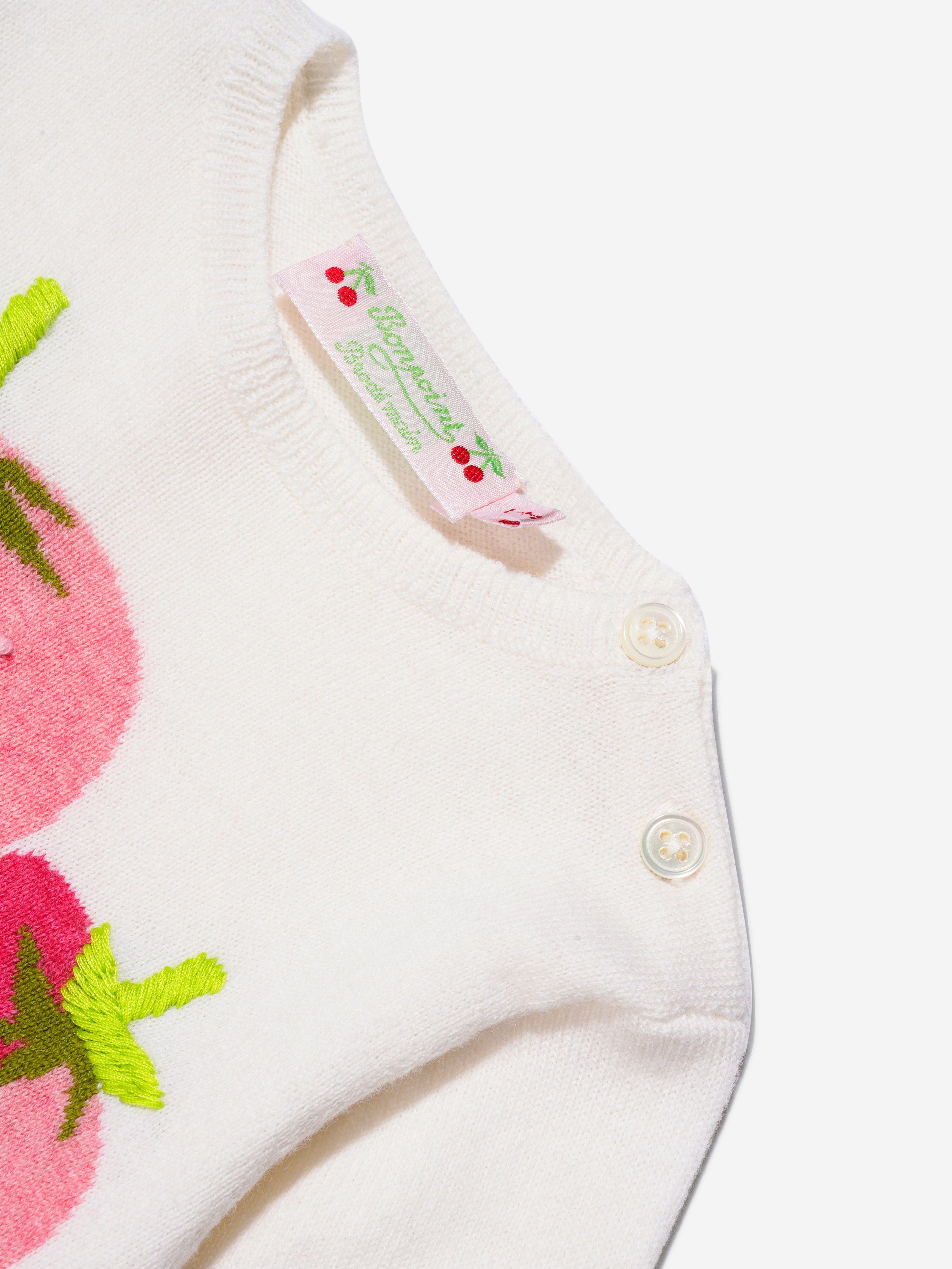 Bonpoint Baby Girls Strawberry Sweater in White