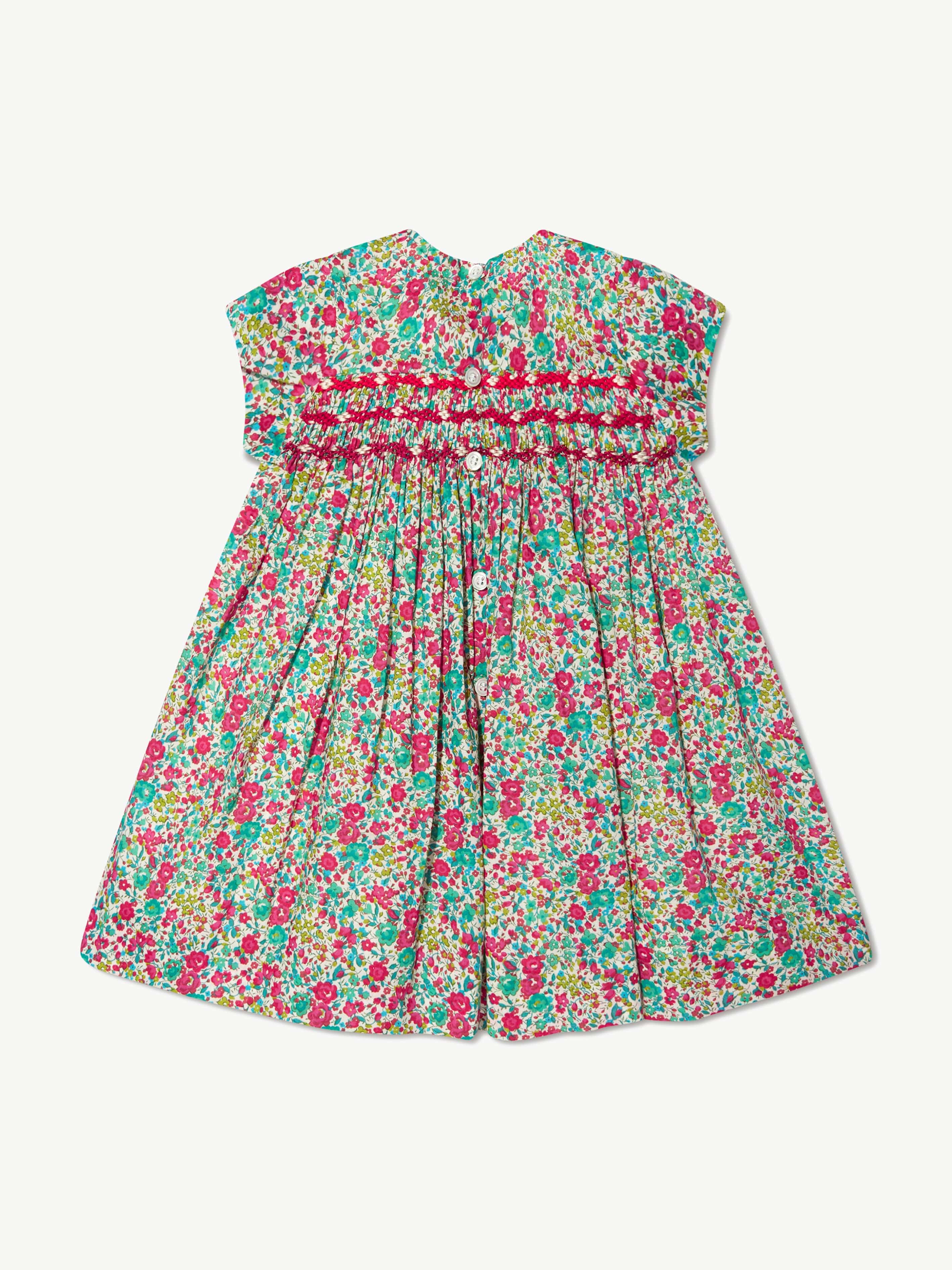 Bonpoint Baby Girls Floral Smocked Maruska Dress in Mint