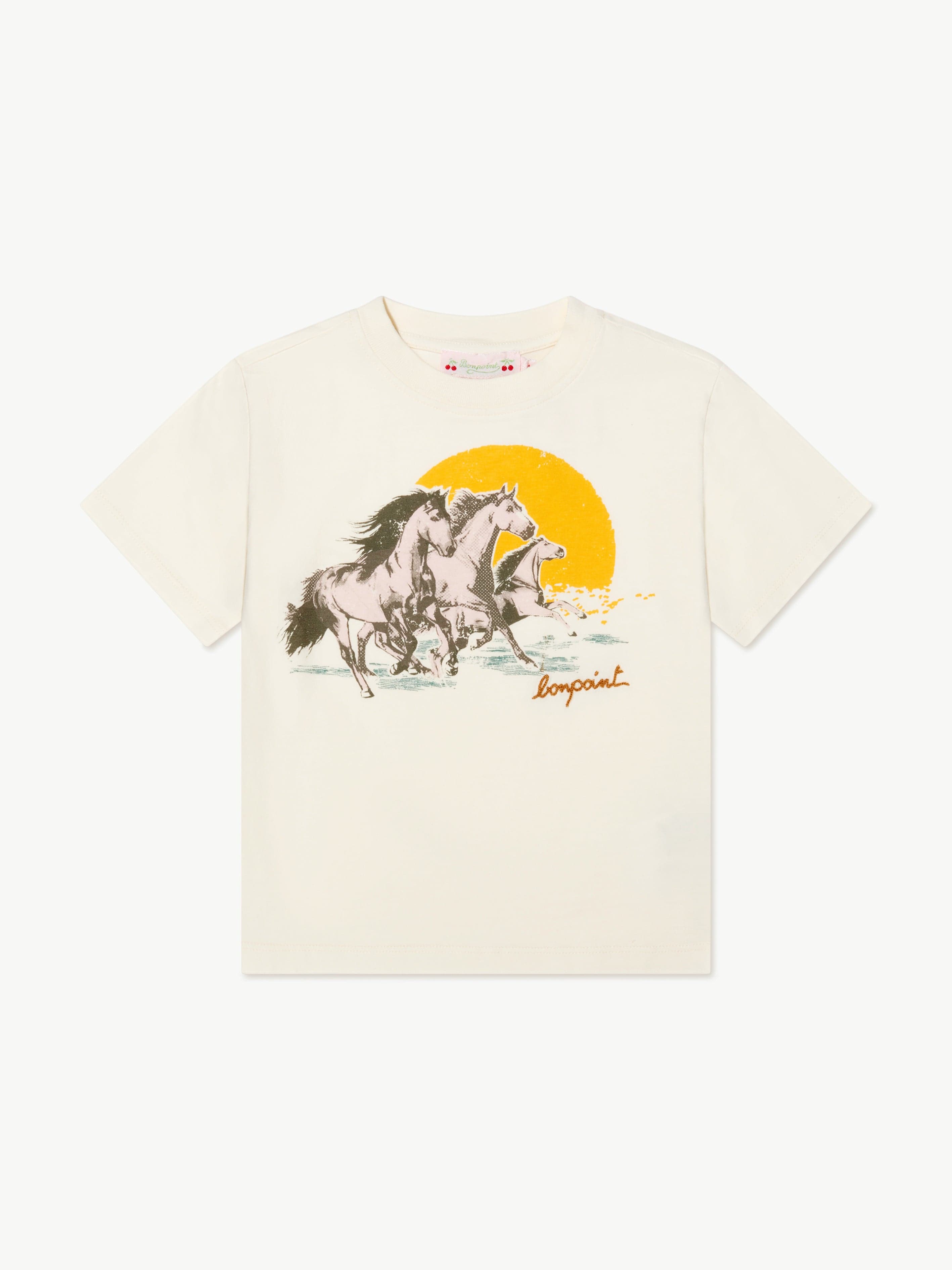 Bonpoint Girls Thida Horses T-Shirt in White