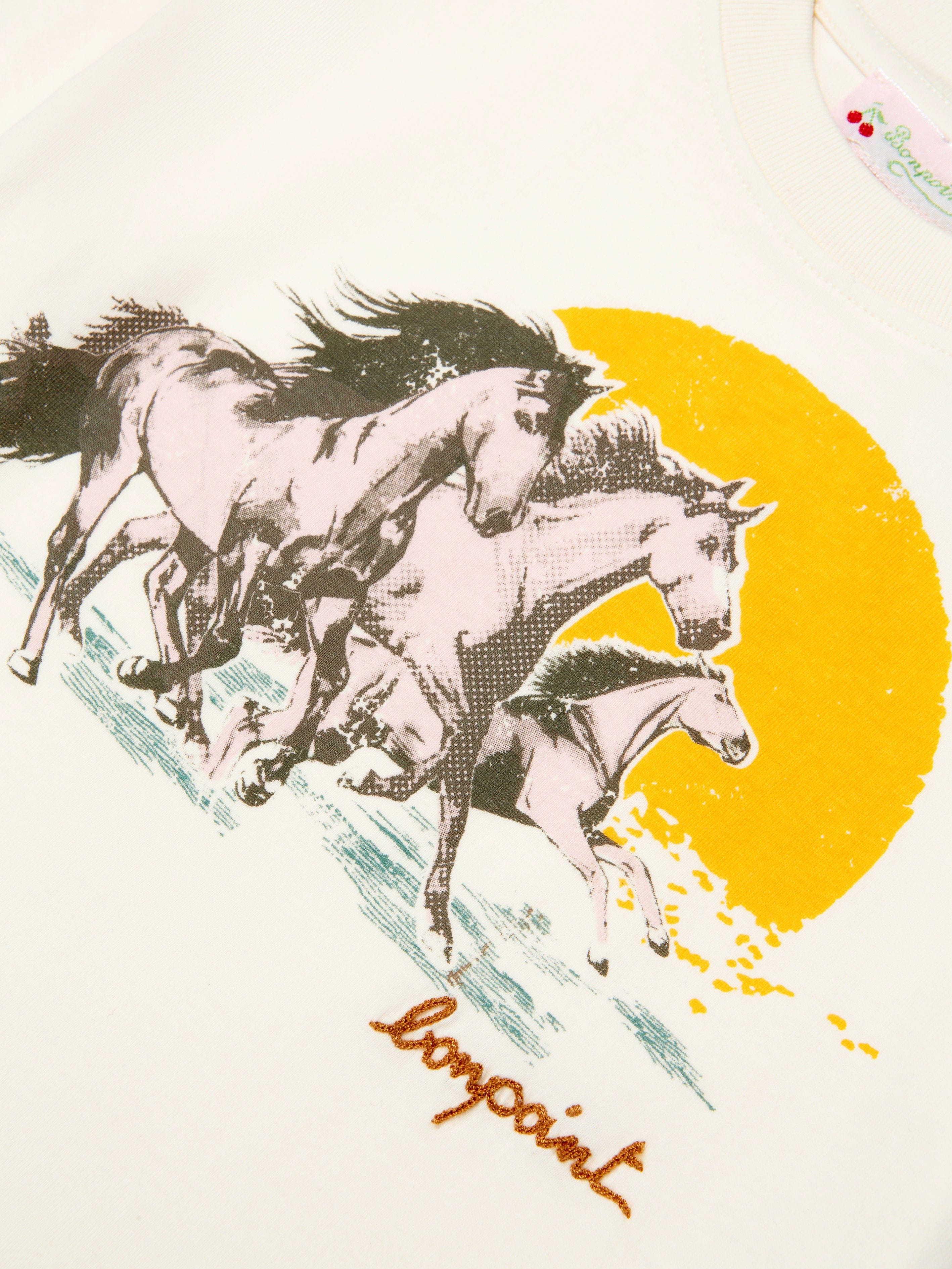 Bonpoint Girls Thida Horses T-Shirt in White