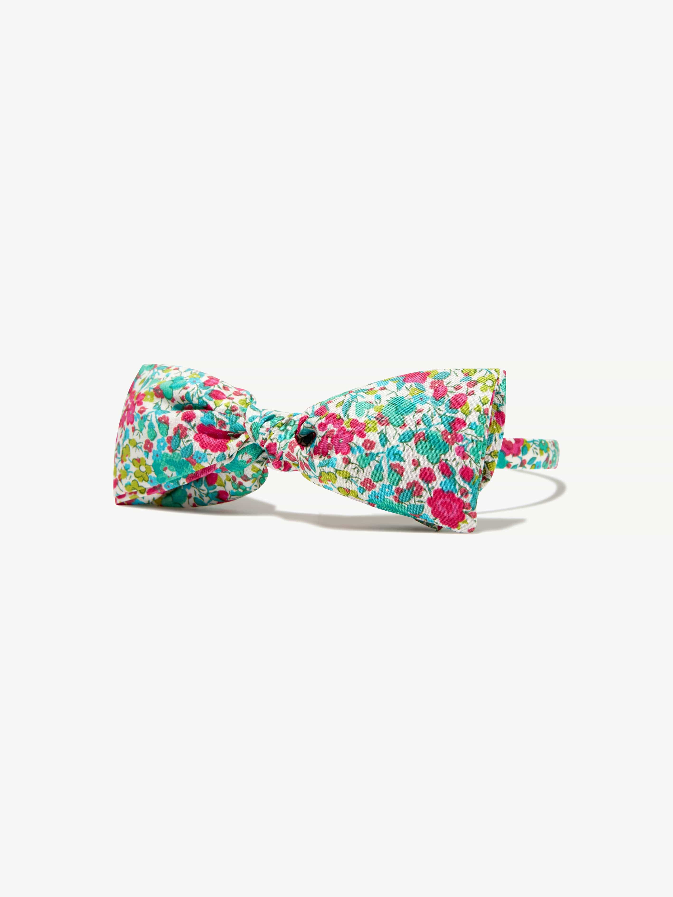 Bonpoint Girls Floral Bow Headband in Mint