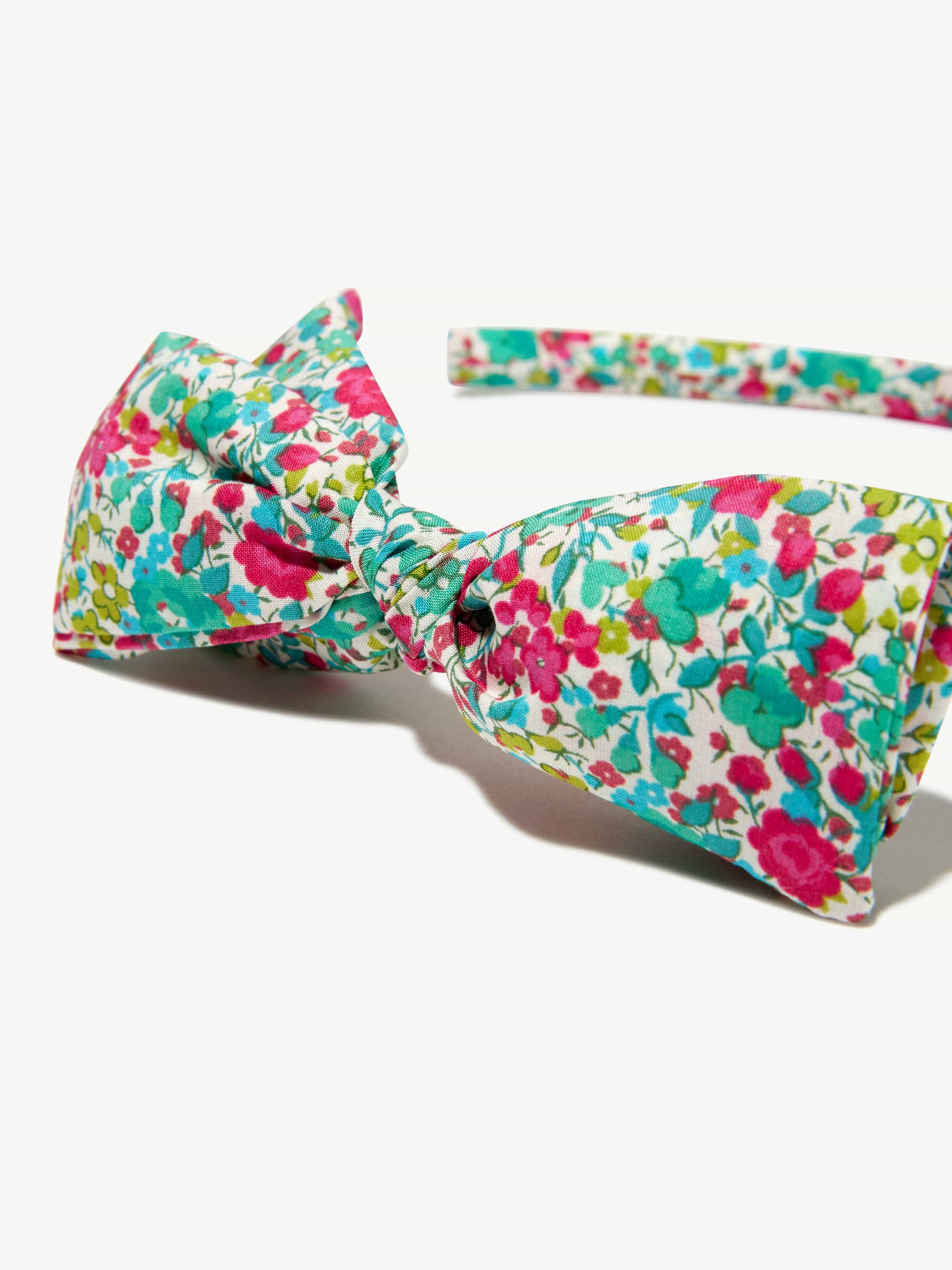 Bonpoint Girls Floral Bow Headband in Mint