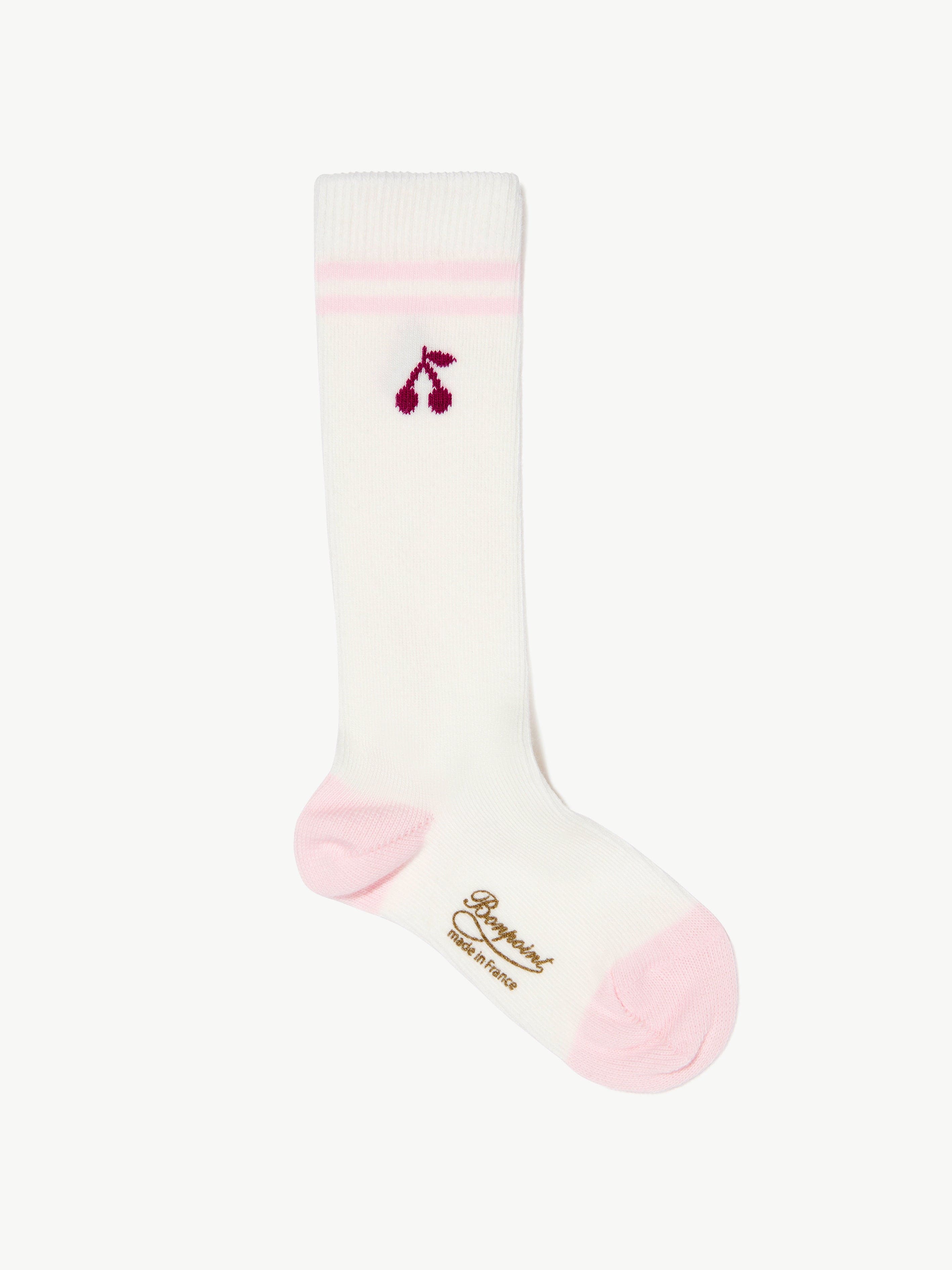 Bonpoint Girls Cherry Socks in White