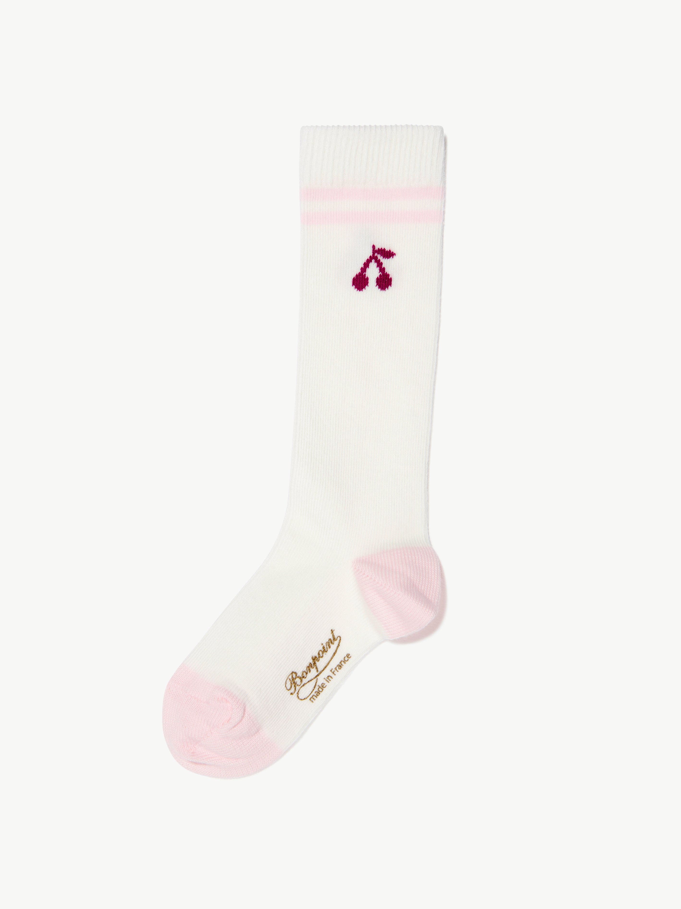 Bonpoint Girls Cherry Socks in White