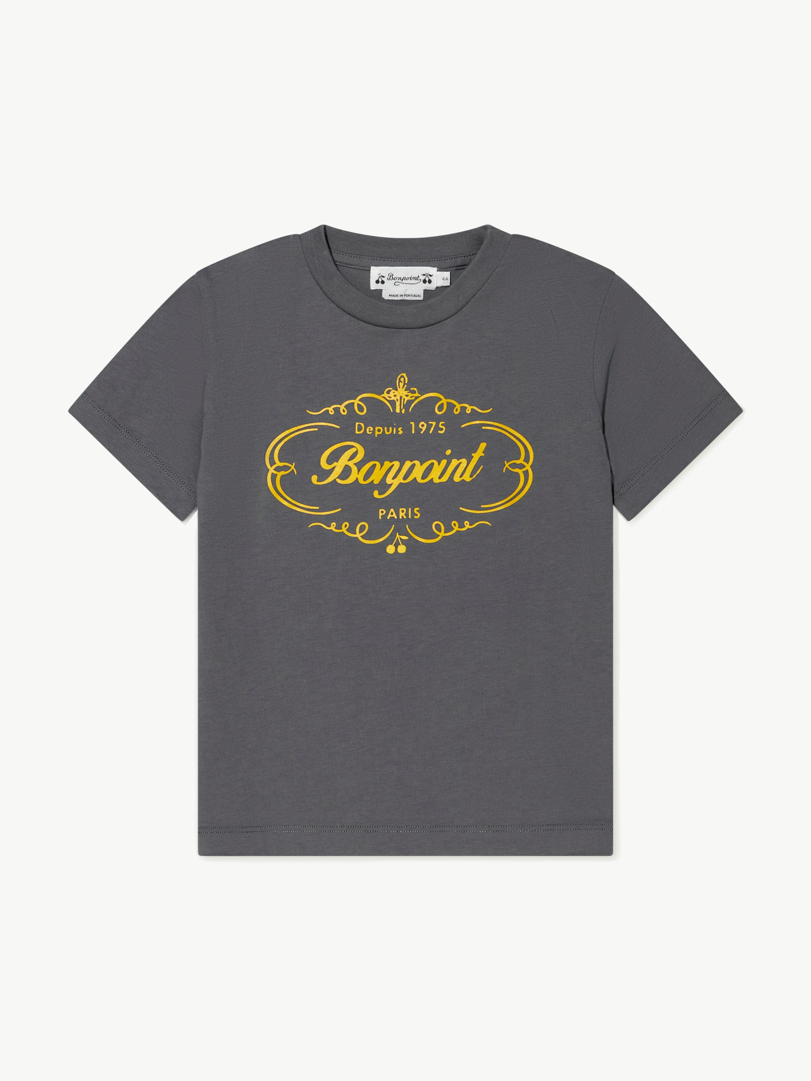 Bonpoint Kids Thibald Logo T-Shirt in Grey