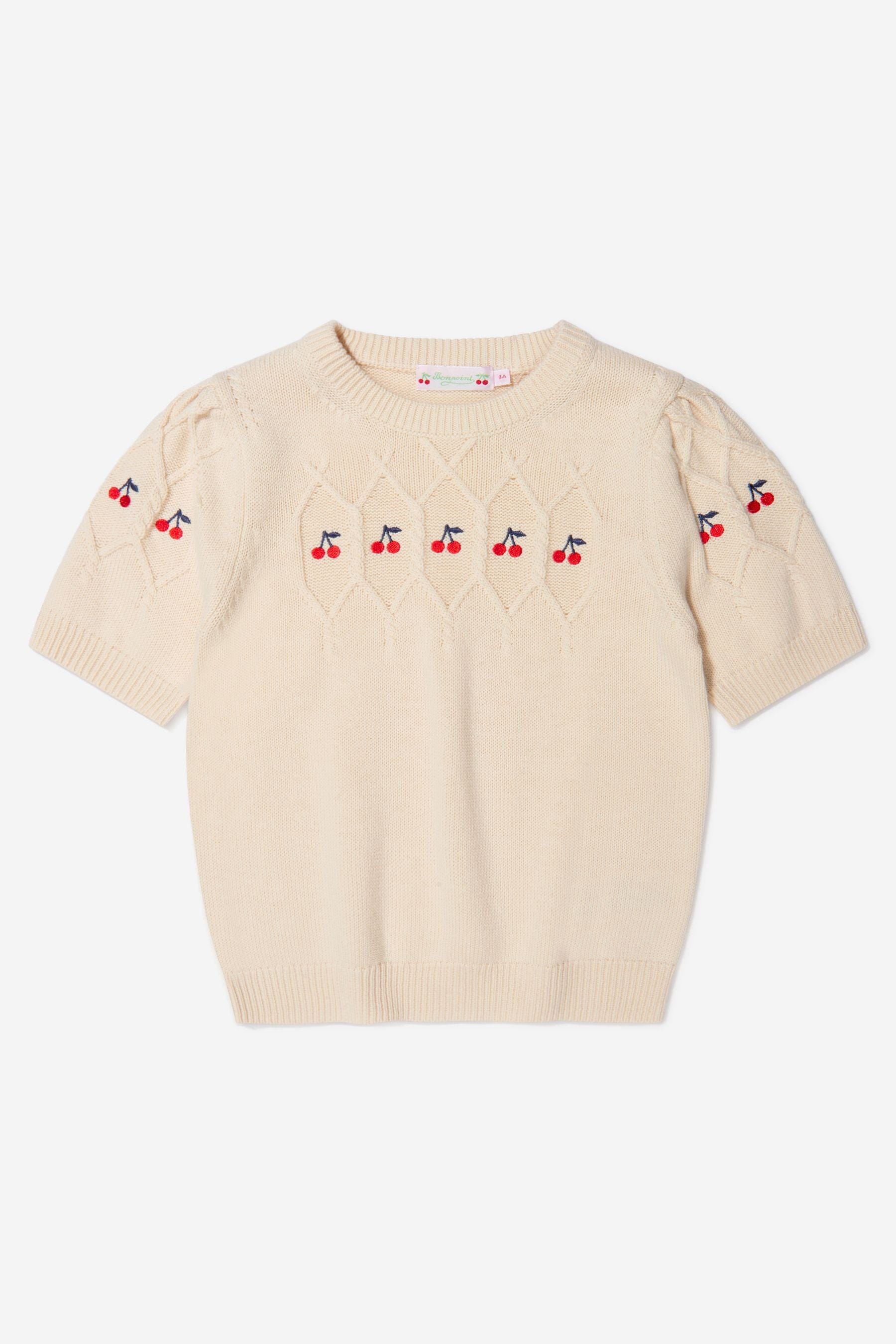 Bonpoint Girls Cotton And Wool Short Sleeve Jumper