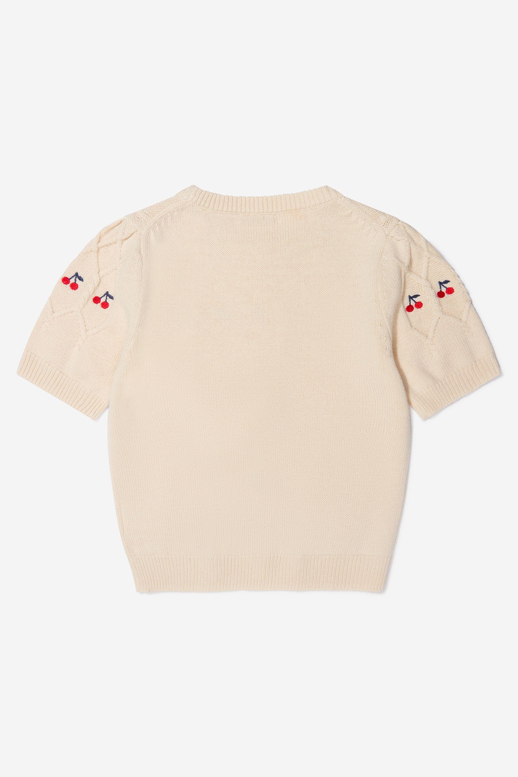 Bonpoint Girls Cotton And Wool Short Sleeve Jumper