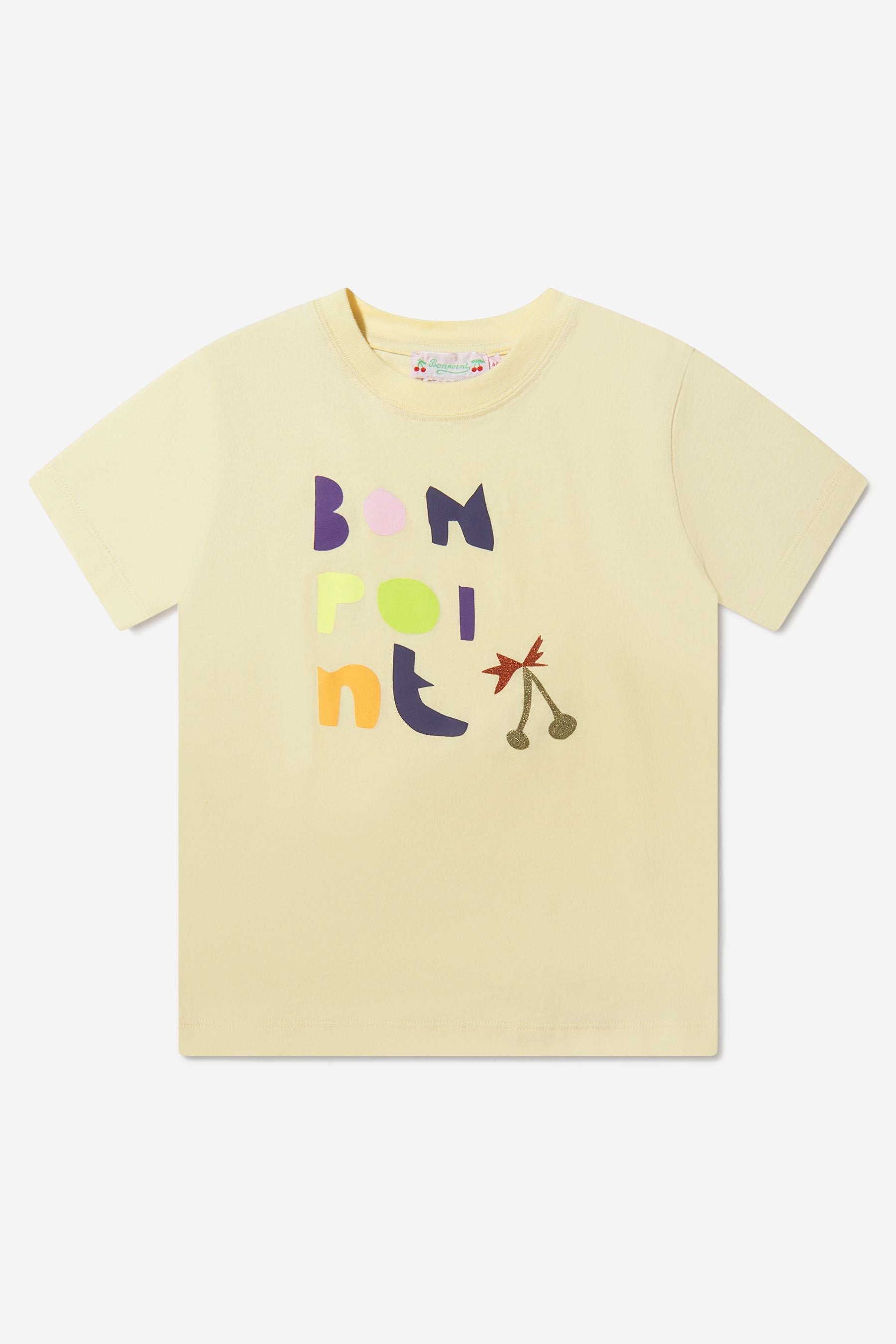 Bonpoint Girls Cotton Logo T-Shirt With Sequinned Cherries