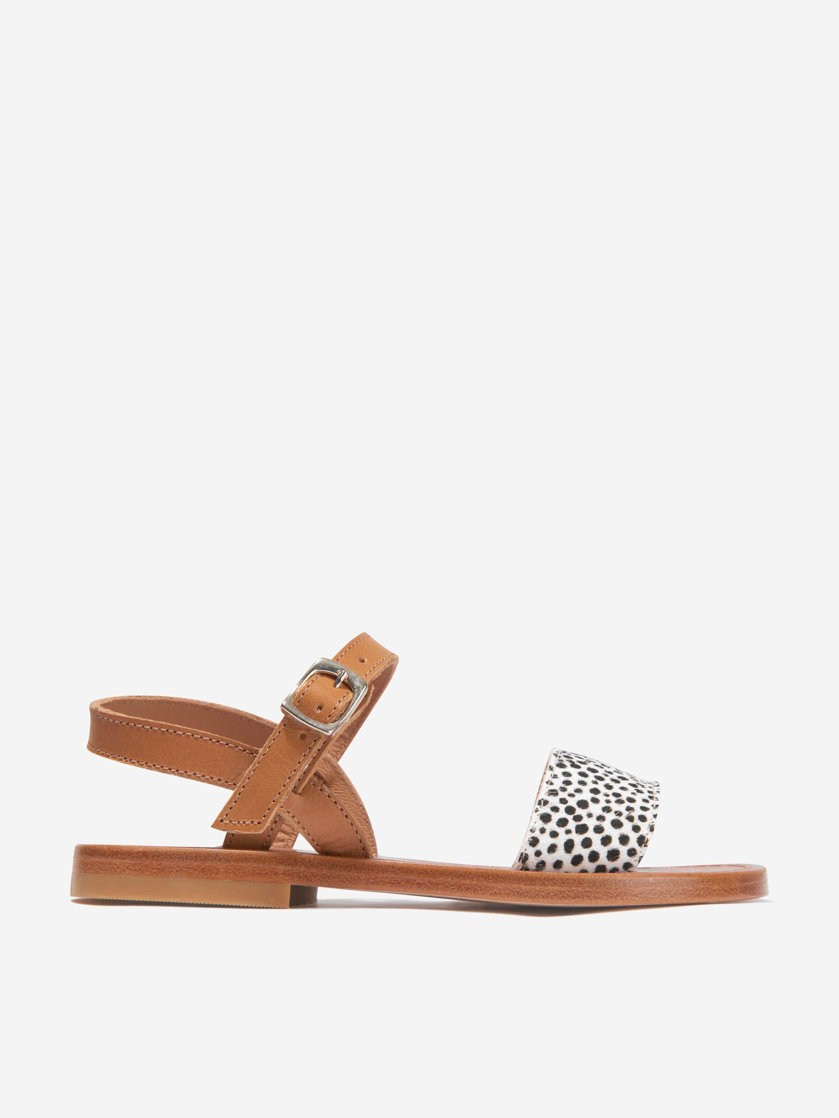 Bonpoint Girls Leather Aniaml Print Sandals