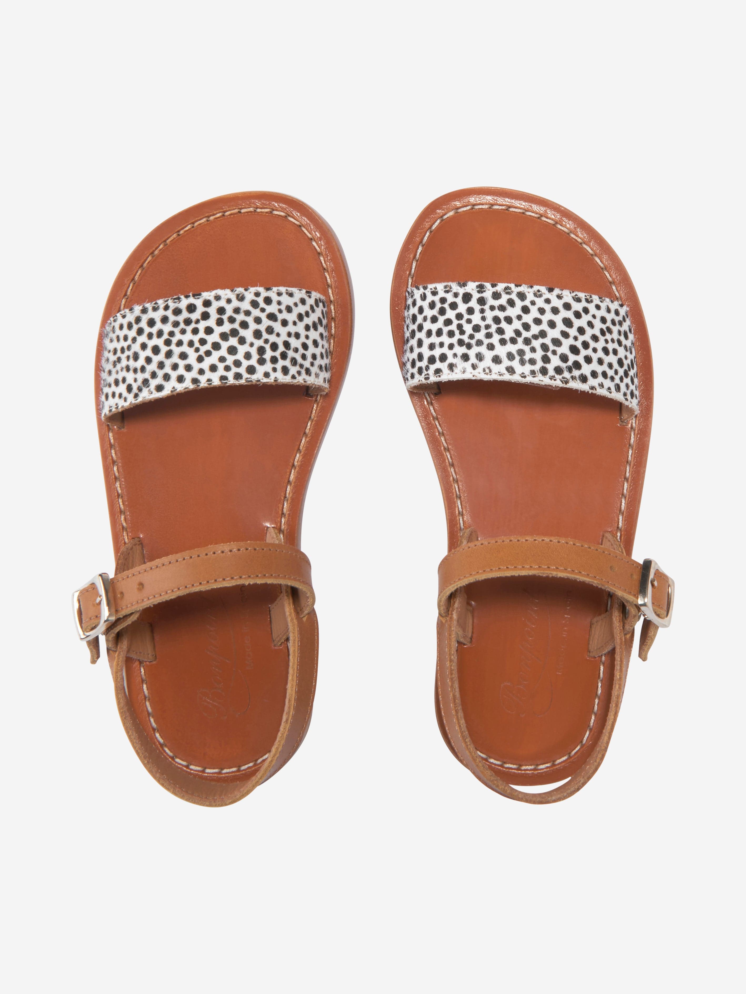 Bonpoint Girls Leather Aniaml Print Sandals