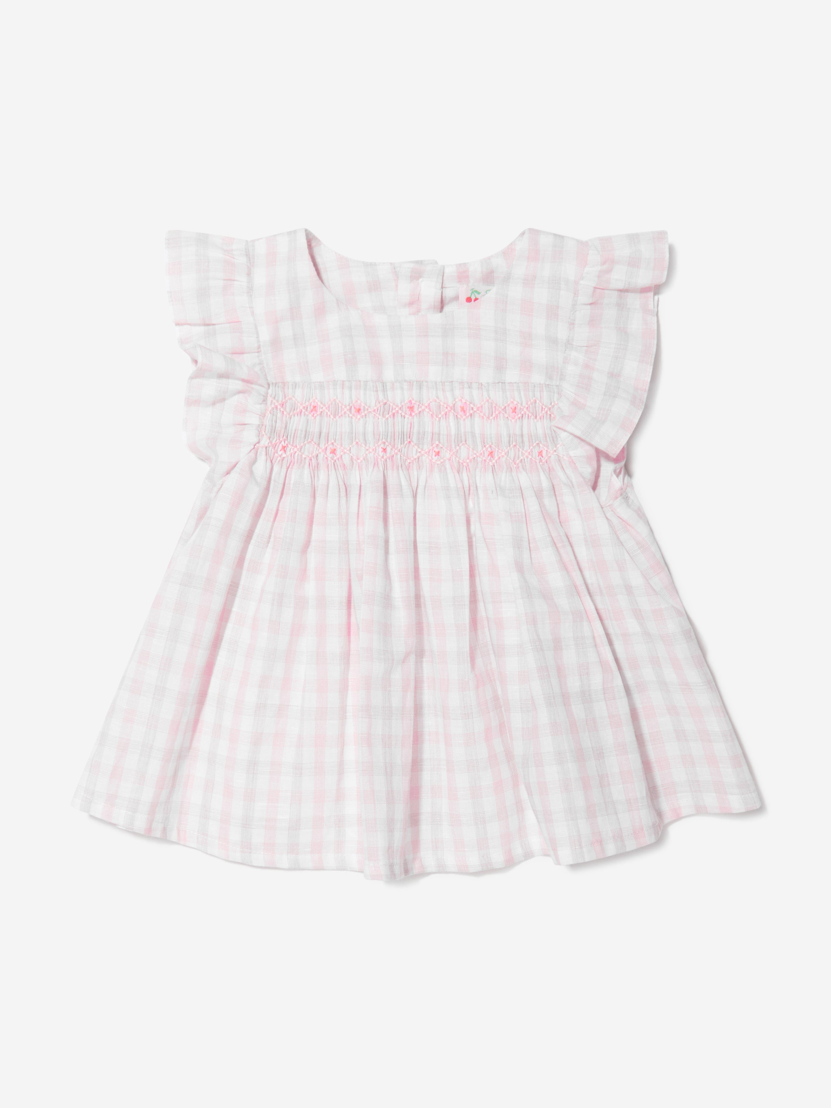 Bonpoint Baby Girls Cotton And Linen Smocked Blouse