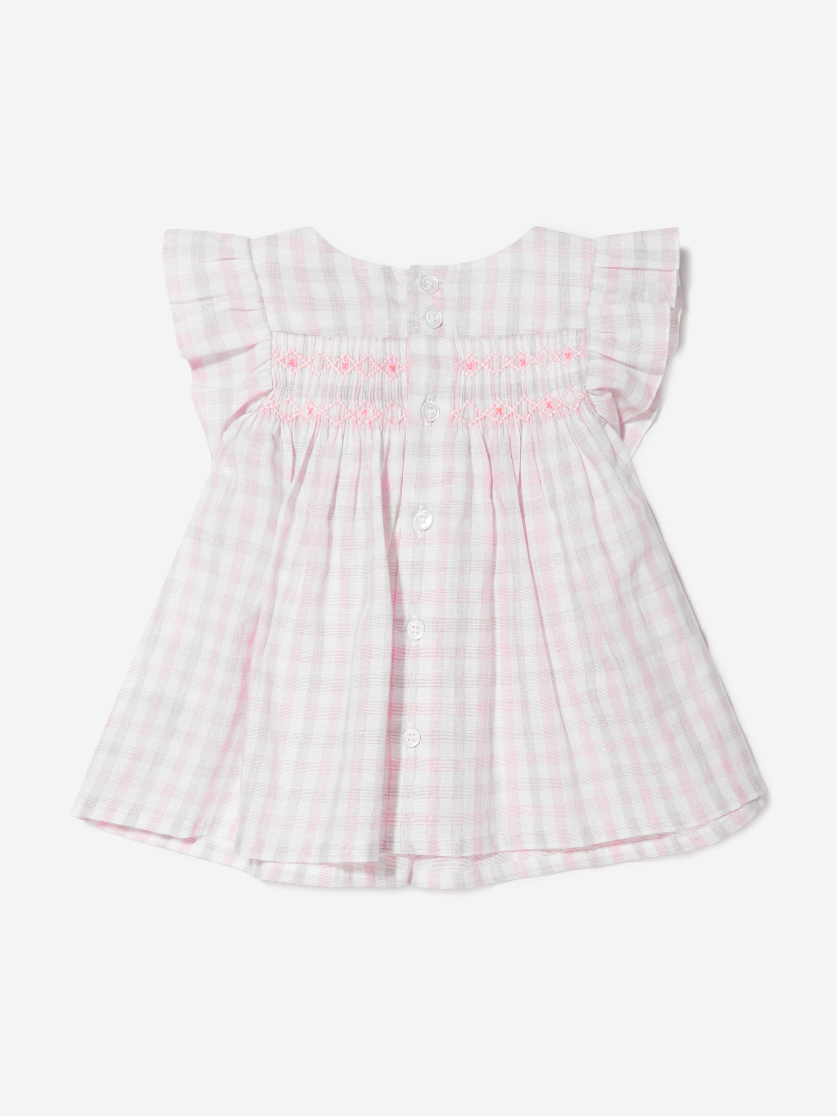 Bonpoint Baby Girls Cotton And Linen Smocked Blouse