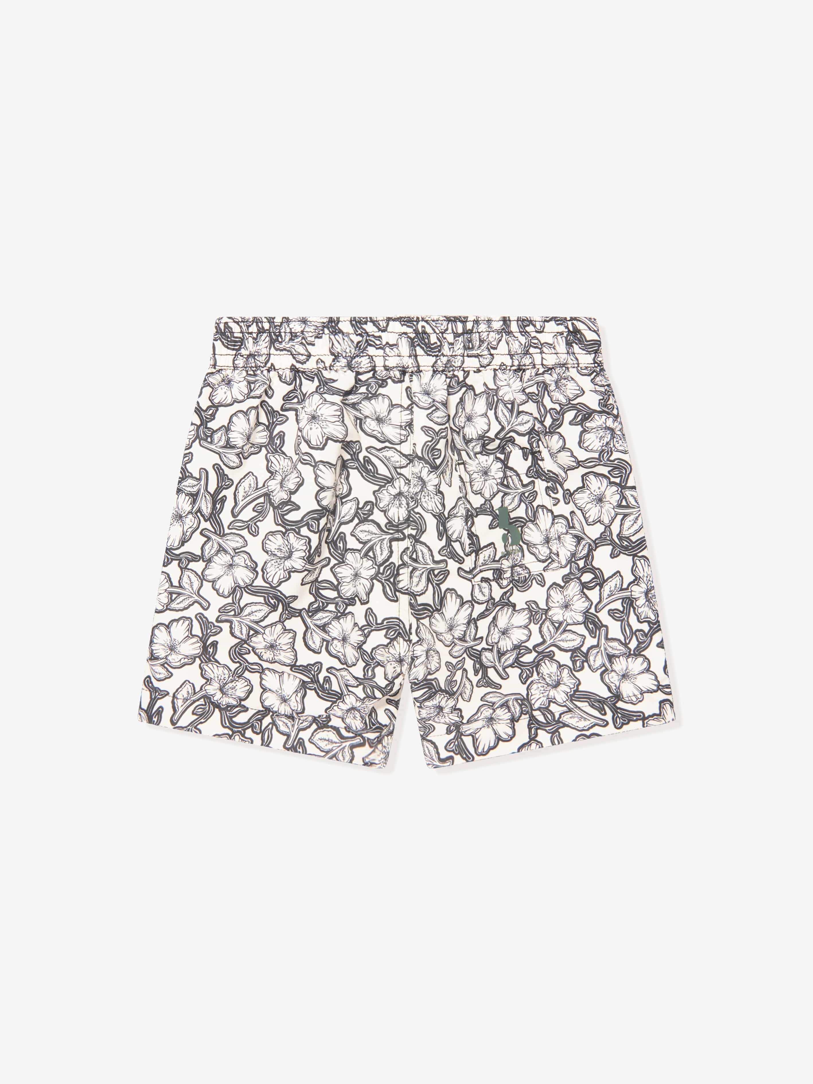 Bonpoint Boys Floral Swim Shorts in Black