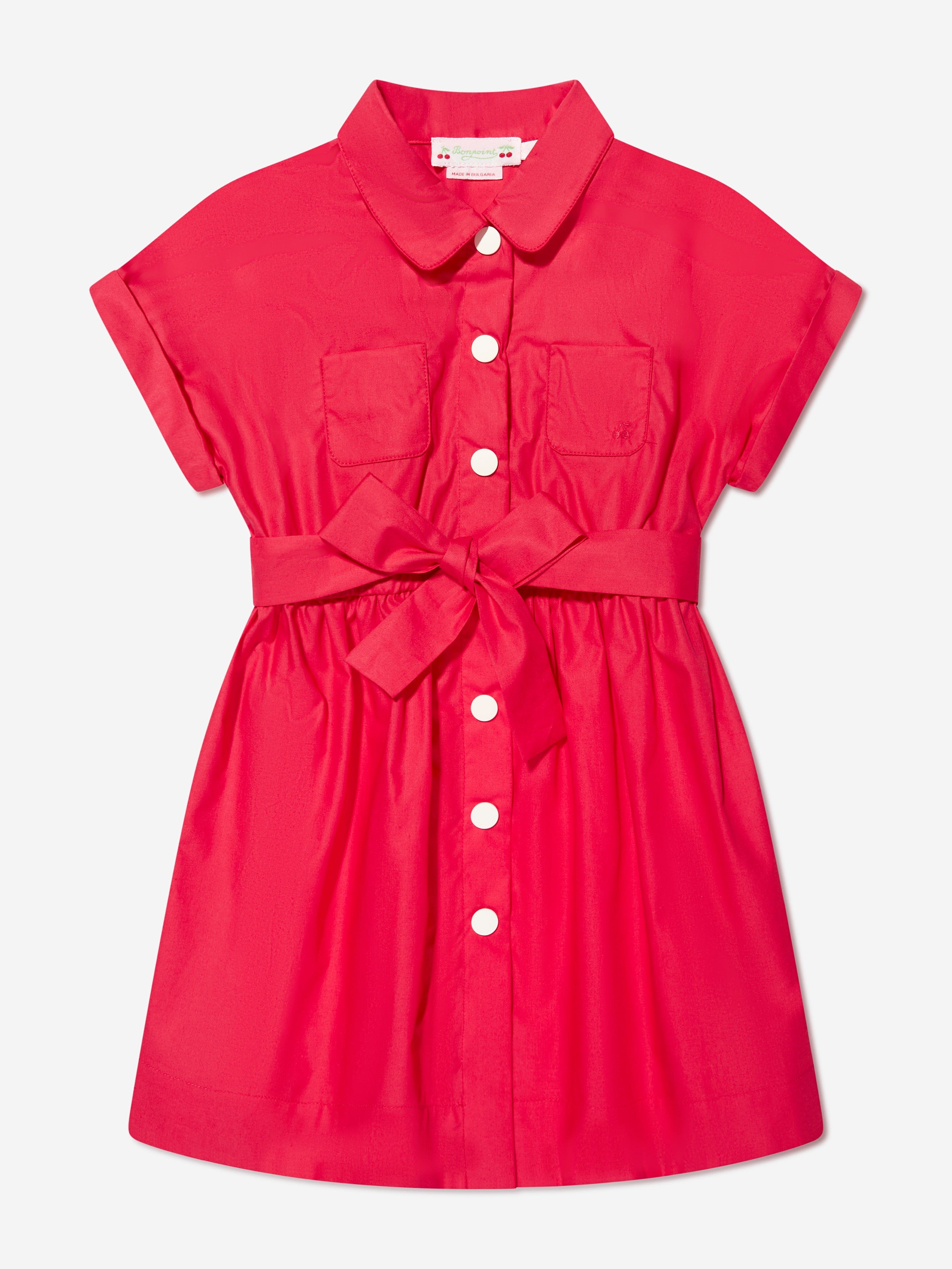 Bonpoint Girls Belted Gisele Dress in Red